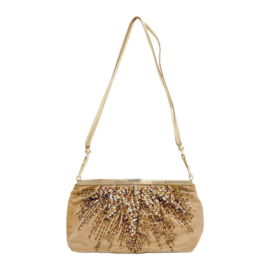Tan Beaded Shoulder Bag