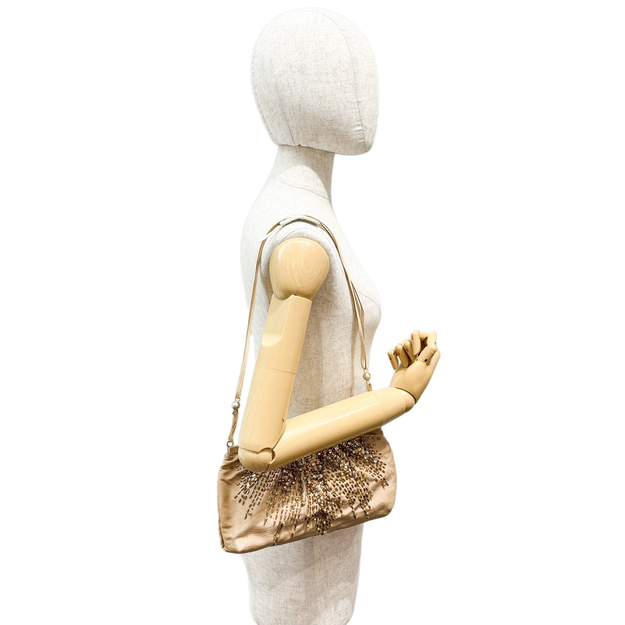 Tan Beaded Shoulder Bag