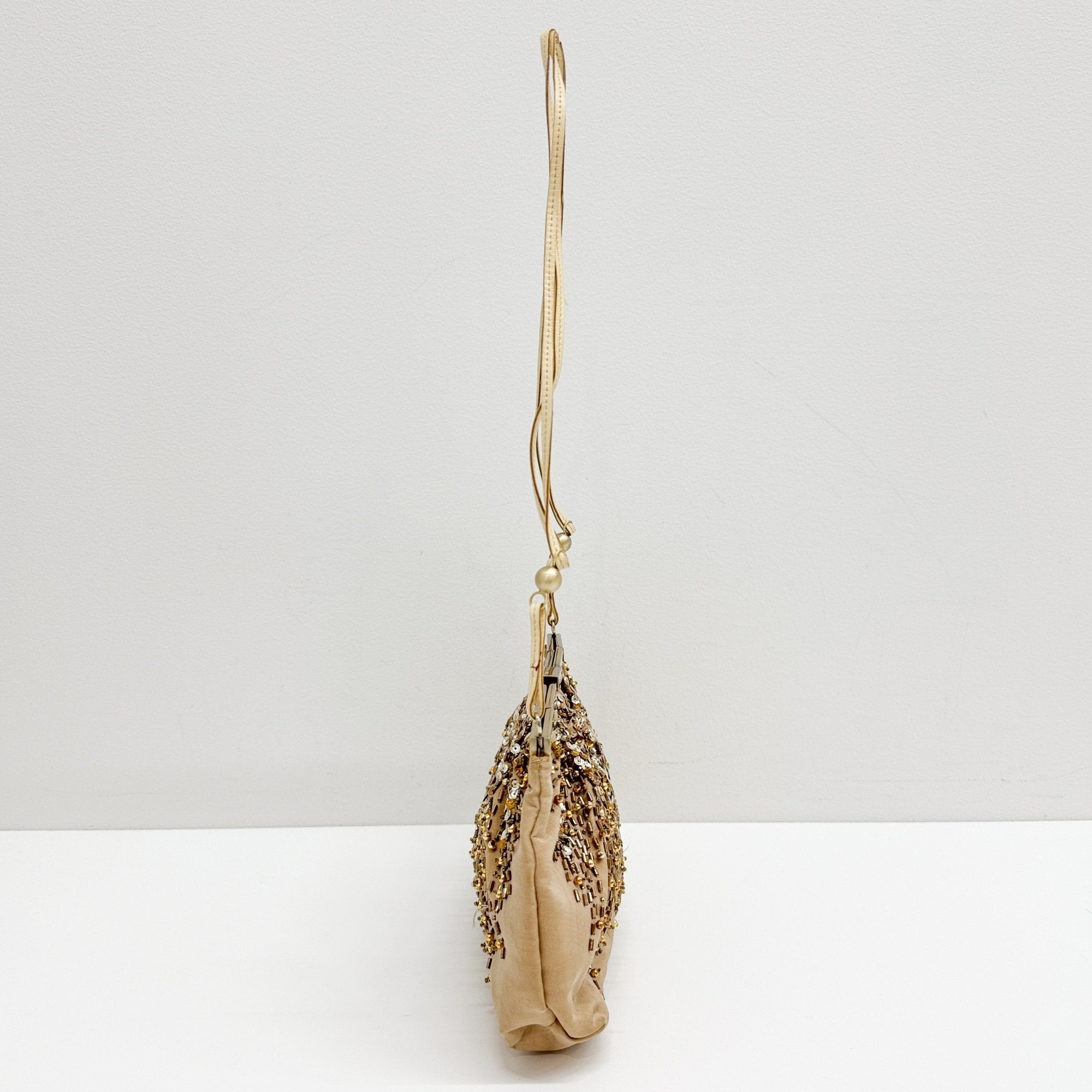 Tan Beaded Shoulder Bag