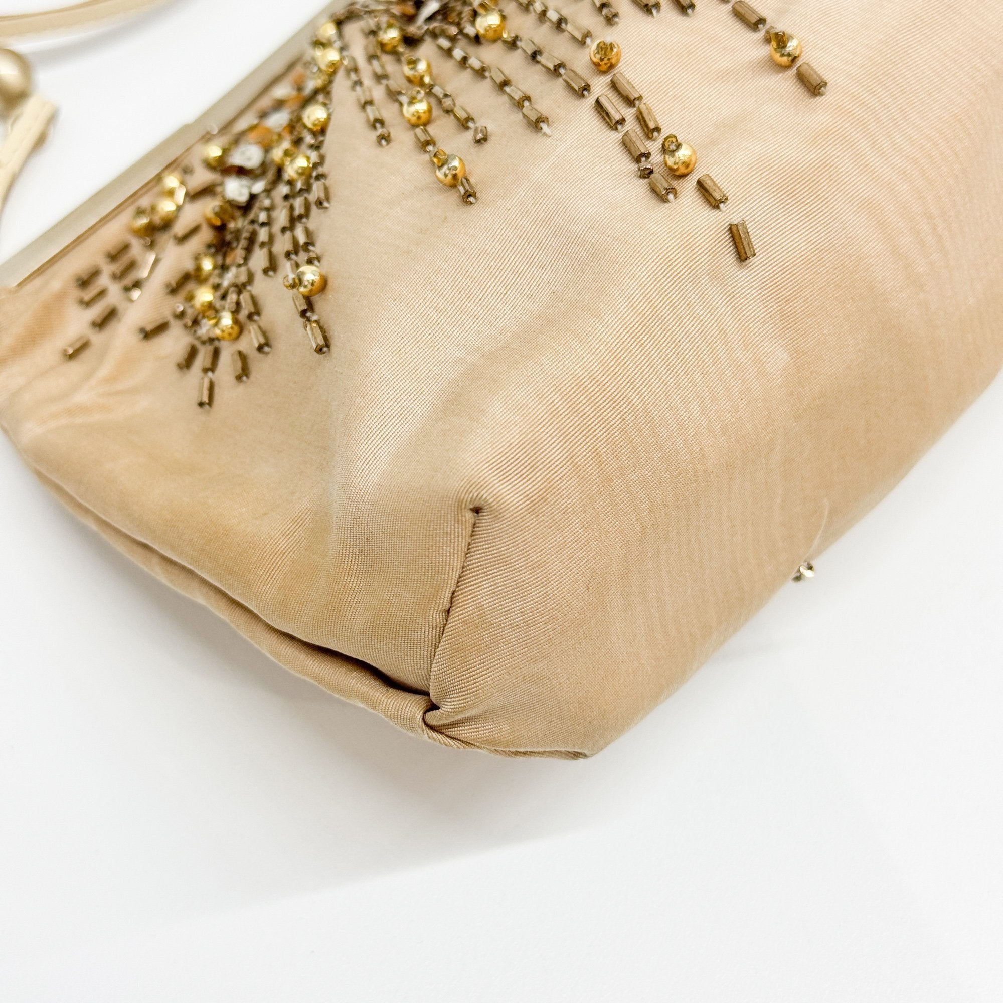 Tan Beaded Shoulder Bag