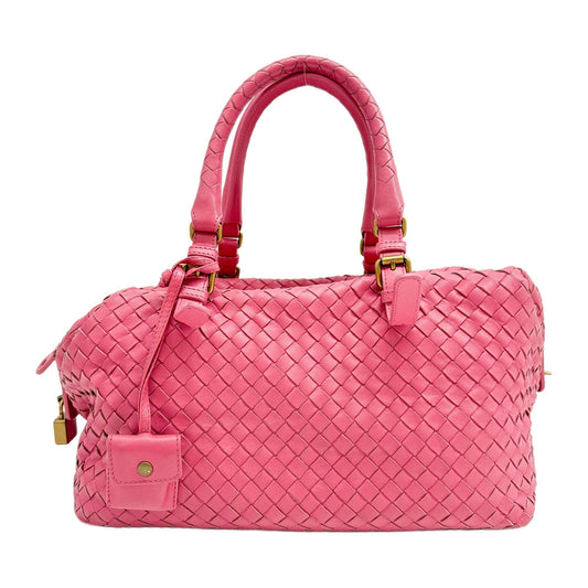Boston Intrecciato Pink Leather Hand Bag