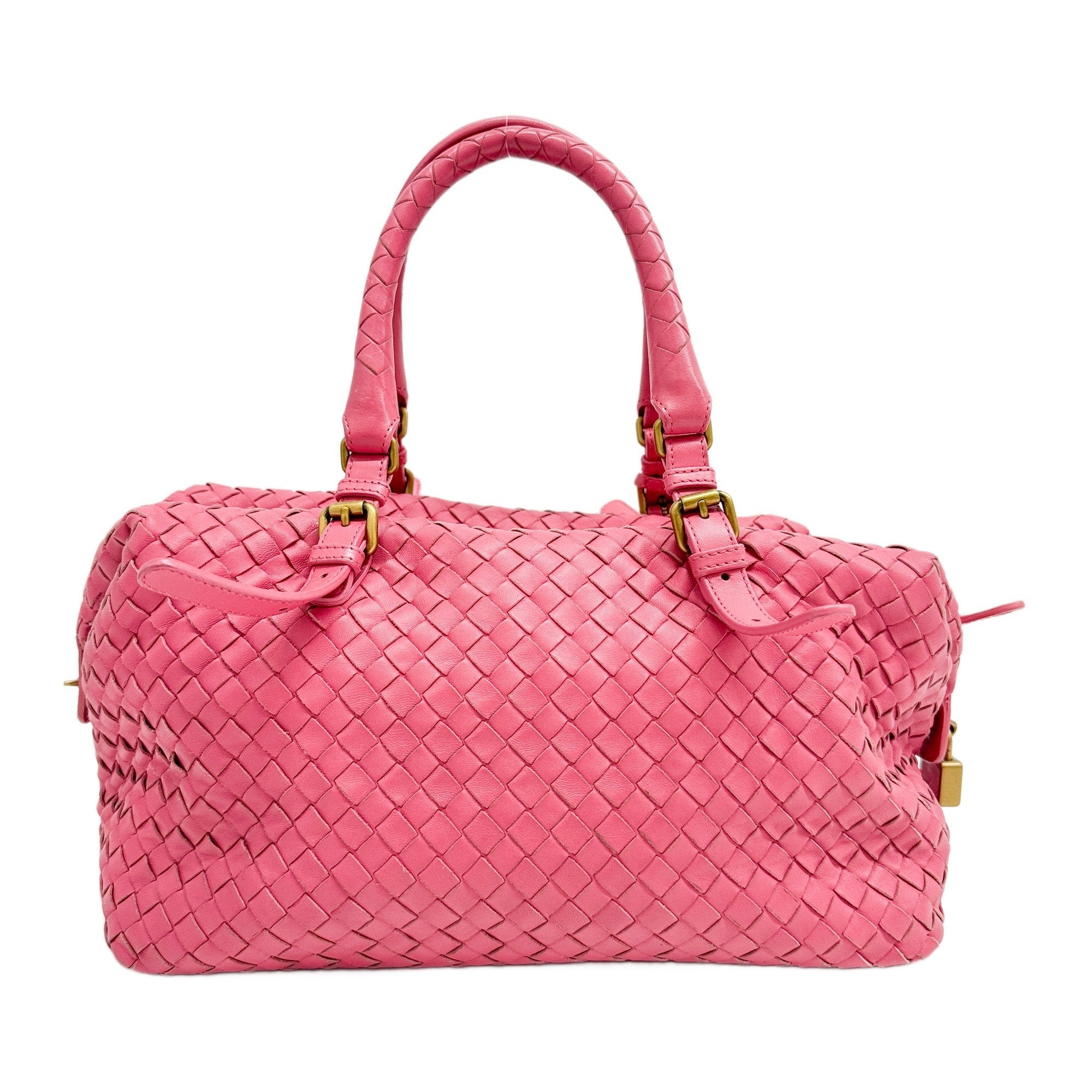 Boston Intrecciato Pink Leather Hand Bag