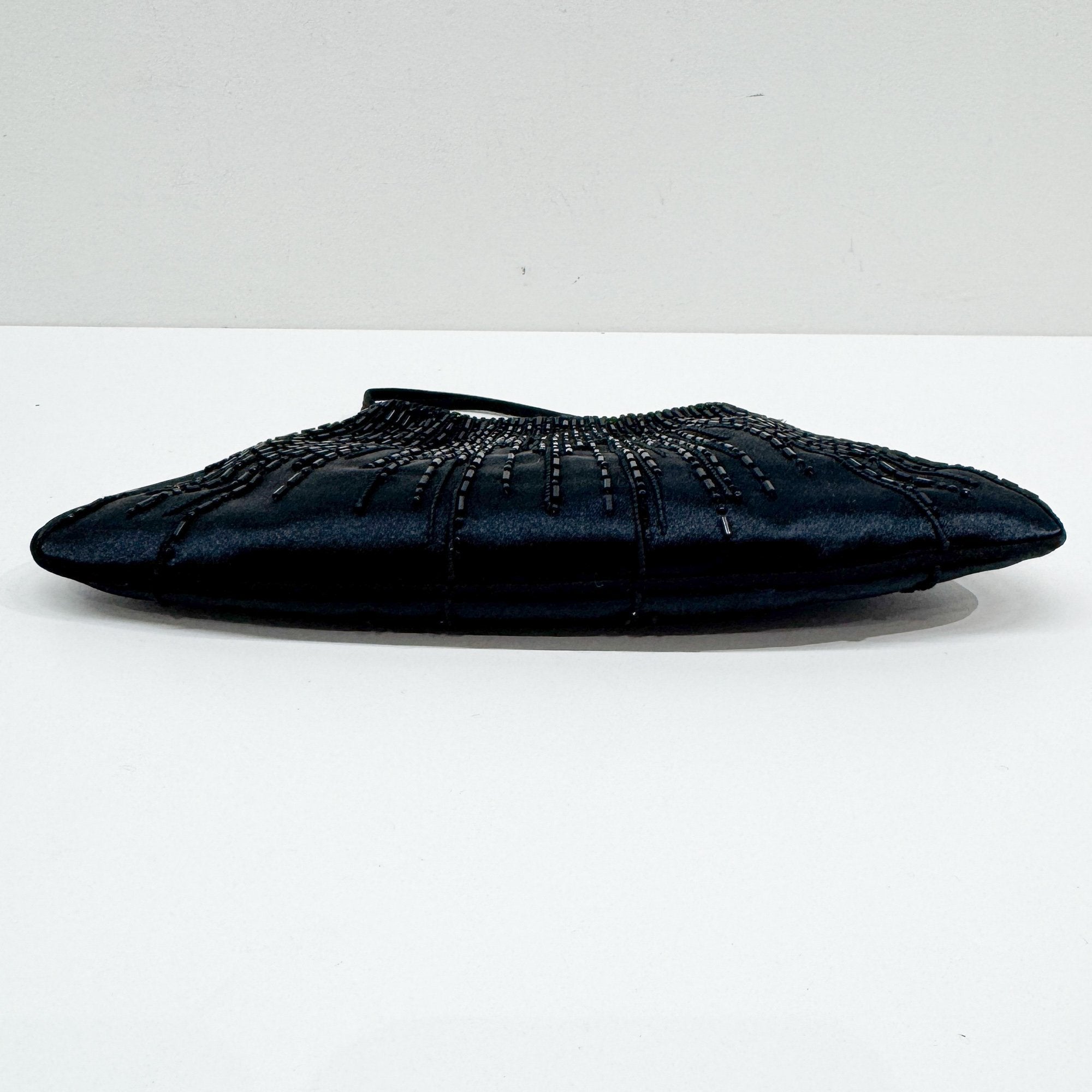 Beaded Black Satin Hand Bag