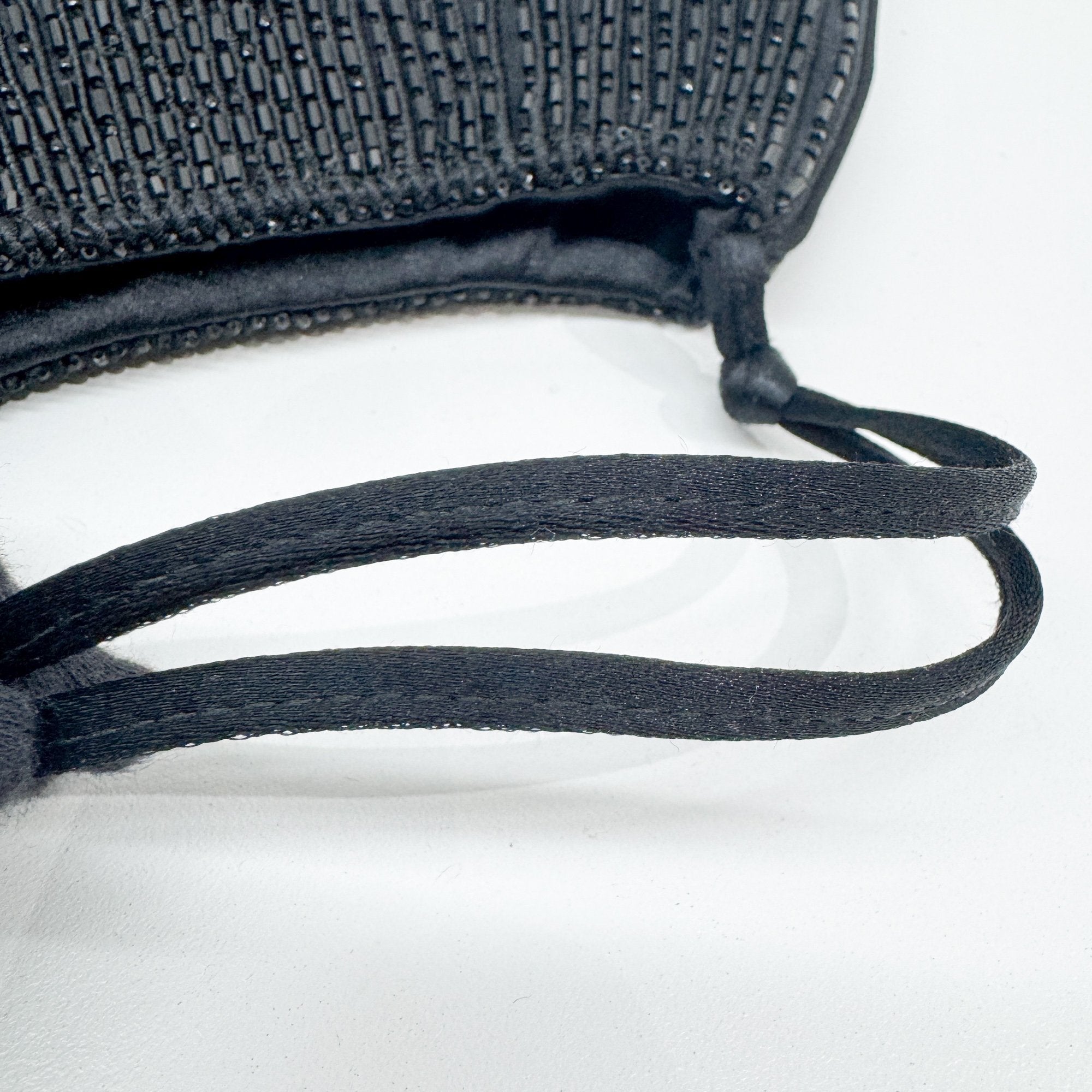 Beaded Black Satin Hand Bag