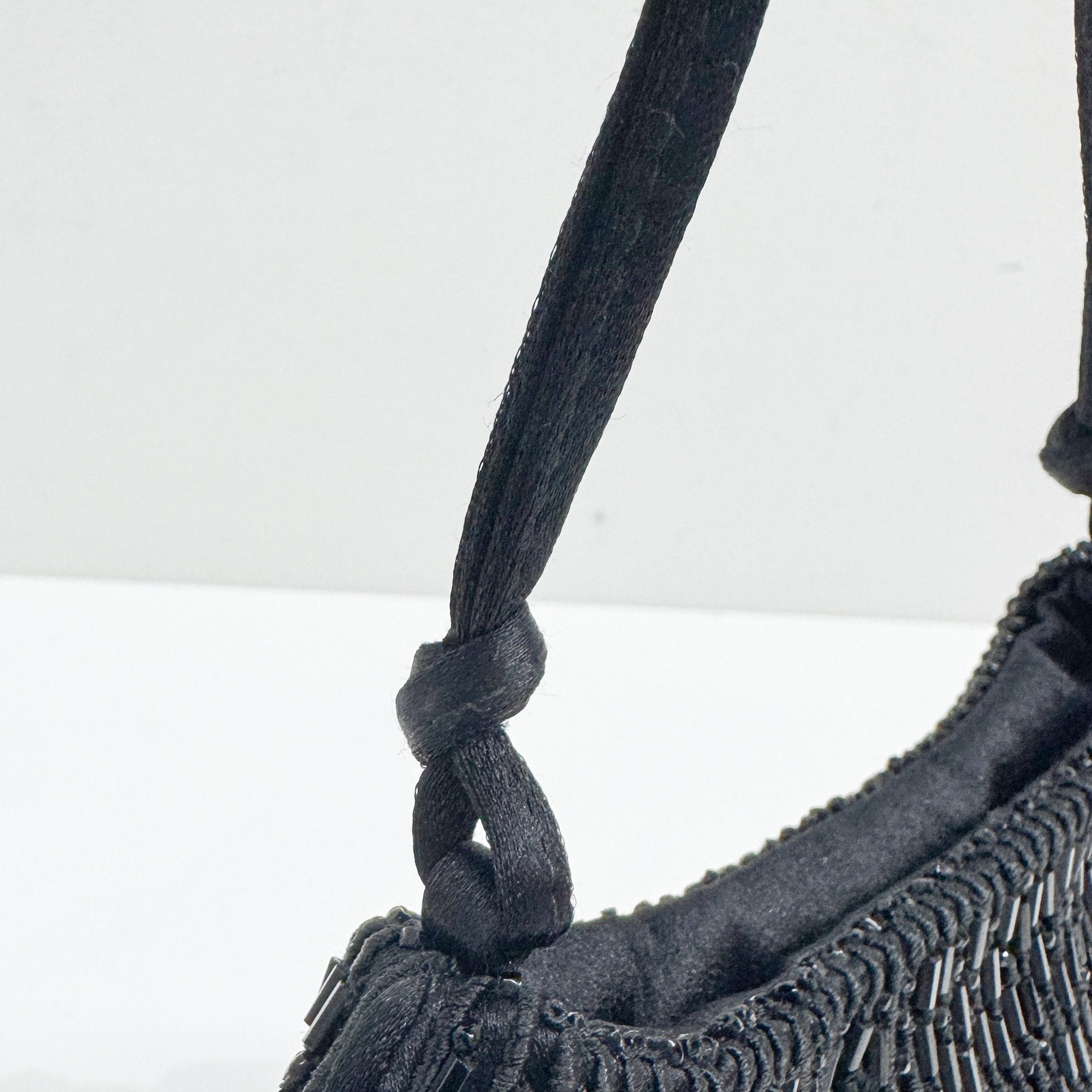 Beaded Black Satin Hand Bag