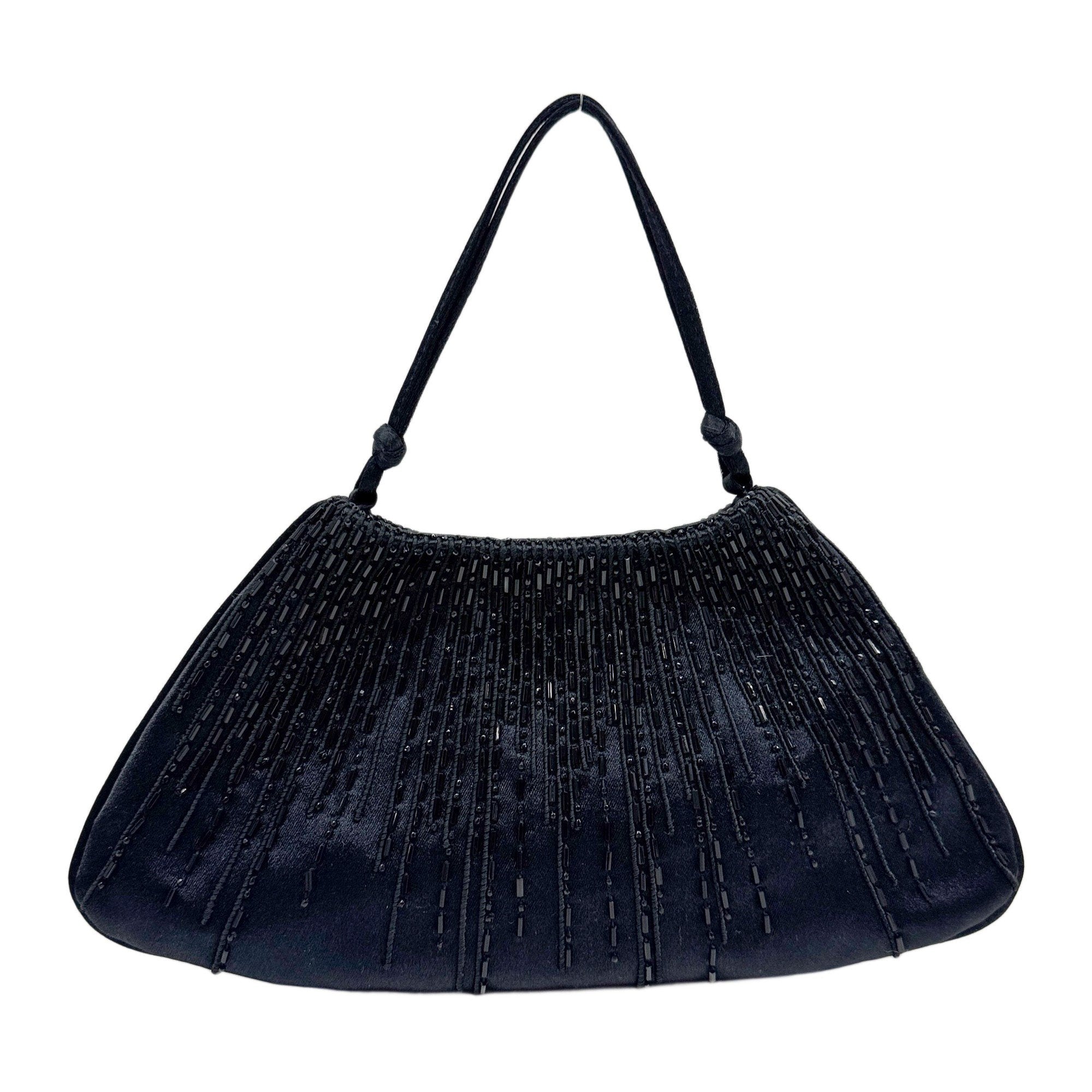 Beaded Black Satin Hand Bag