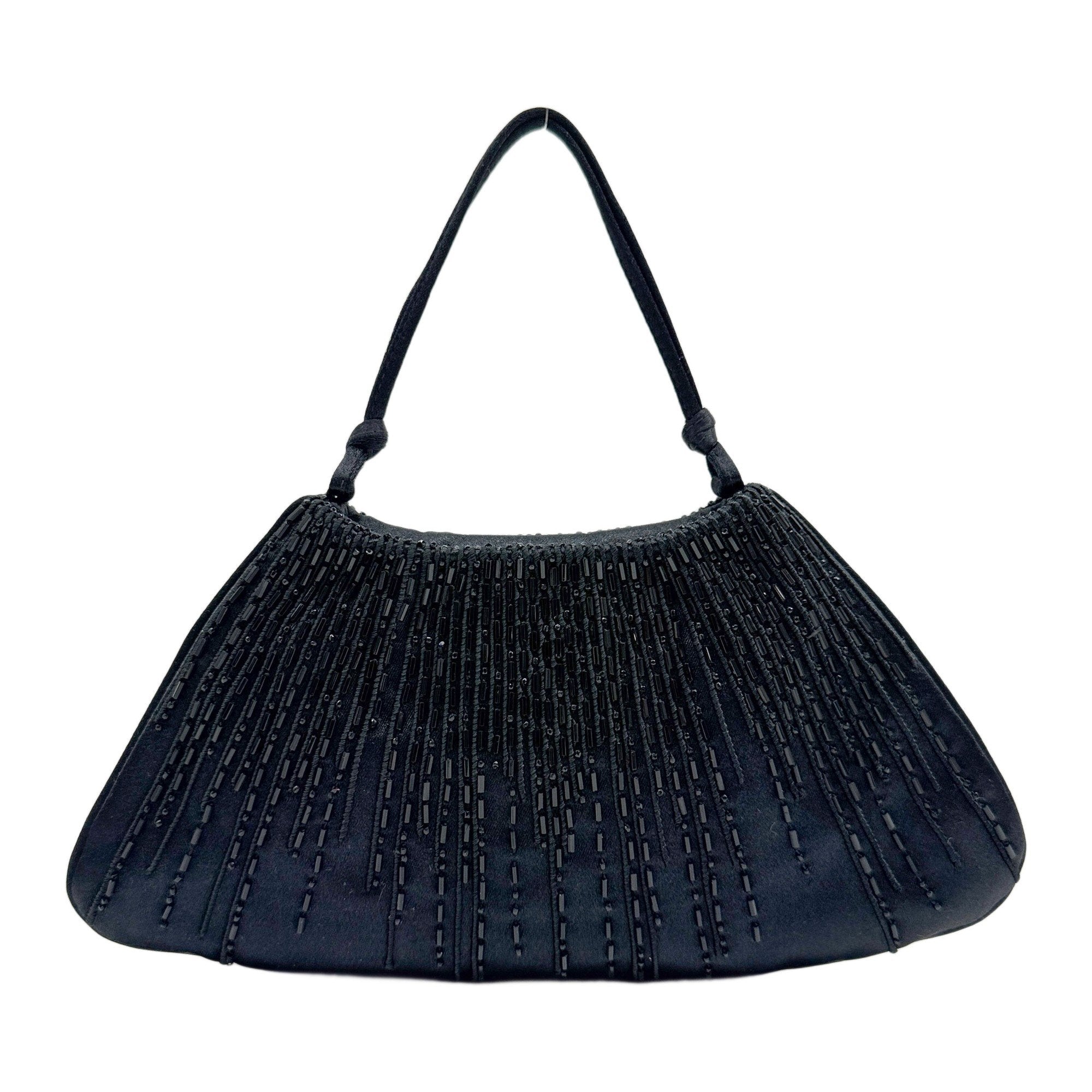 Beaded Black Satin Hand Bag