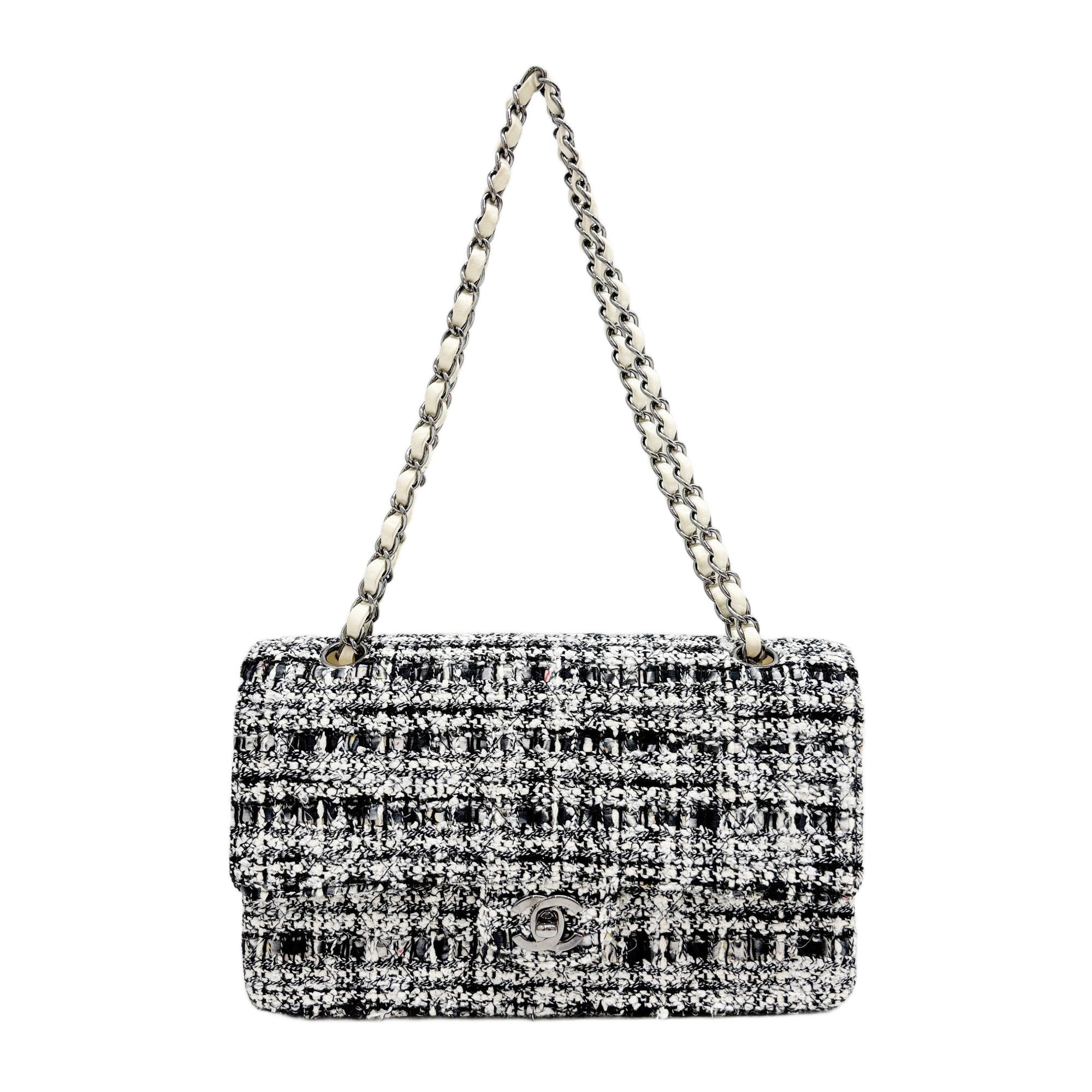 Classic Double Flap Matelasse Multi-Color Tweed Shoulder Bag