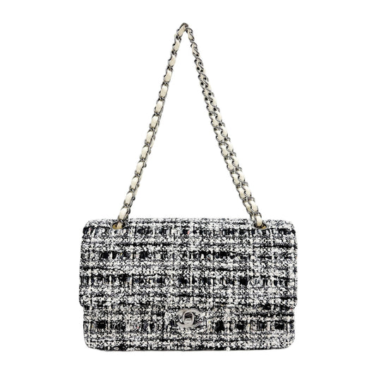 Classic Double Flap Matelasse Multi-Color Tweed Shoulder Bag