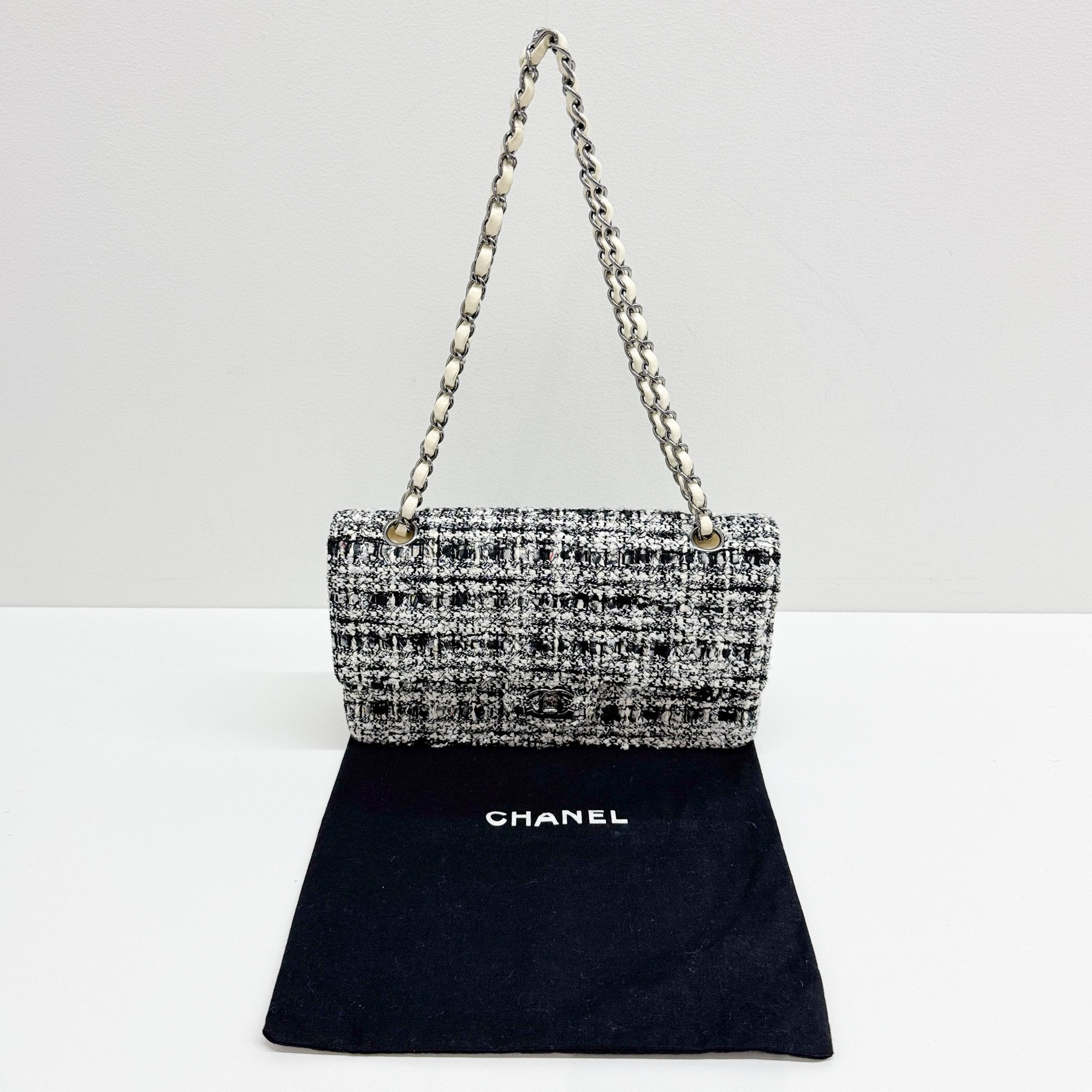 Classic Double Flap Matelasse Multi-Color Tweed Shoulder Bag