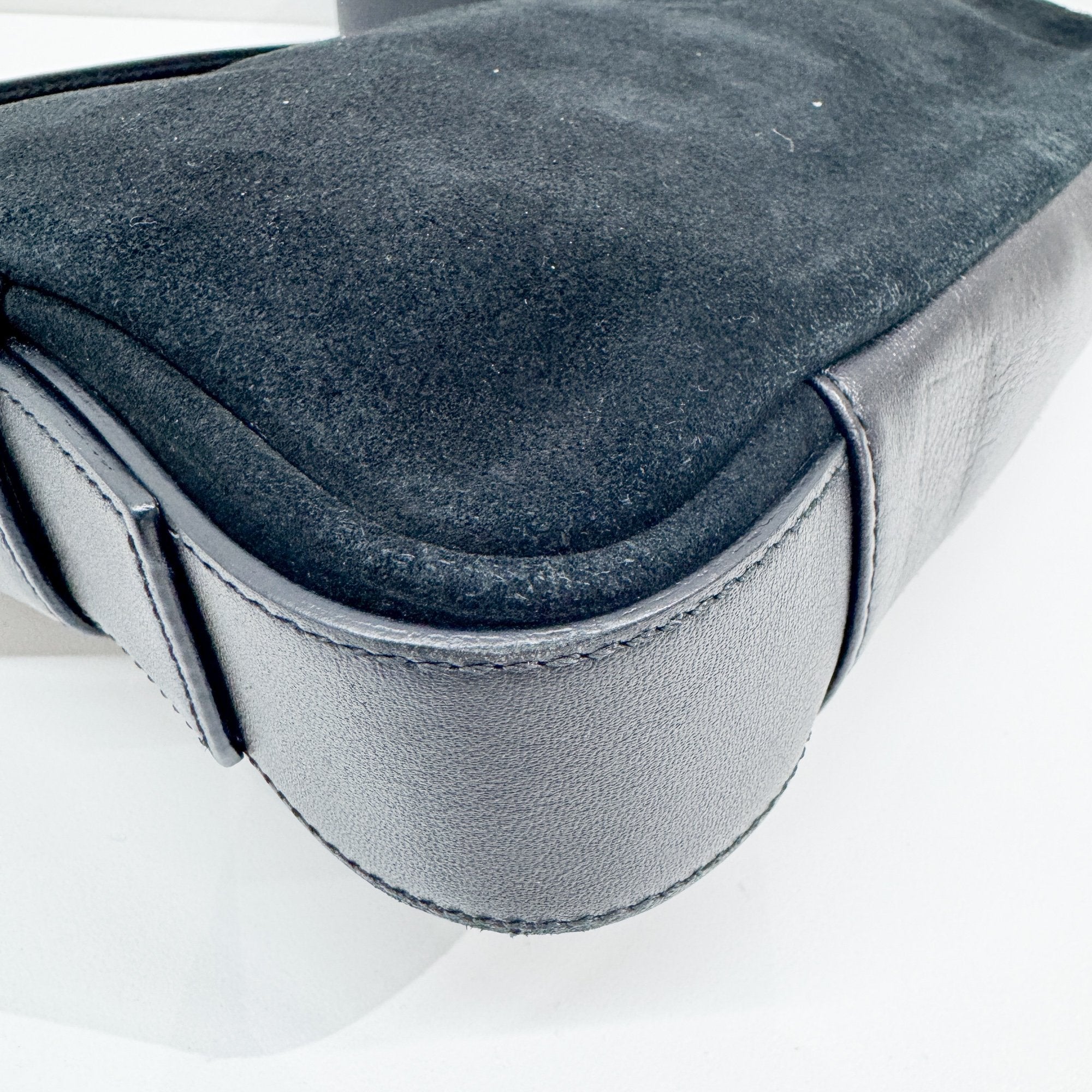 Anagram Black Suede Shoulder Bag