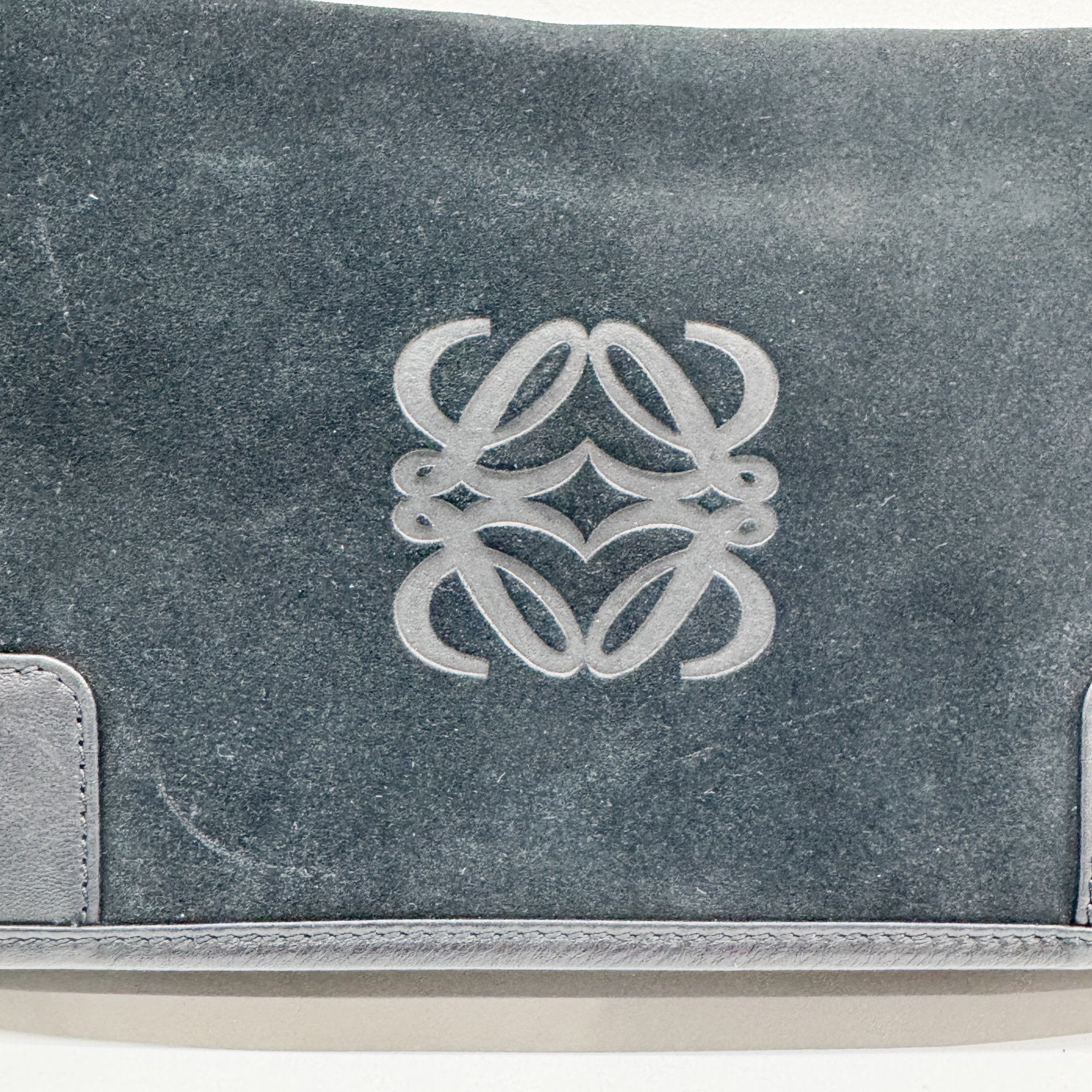 Anagram Black Suede Shoulder Bag