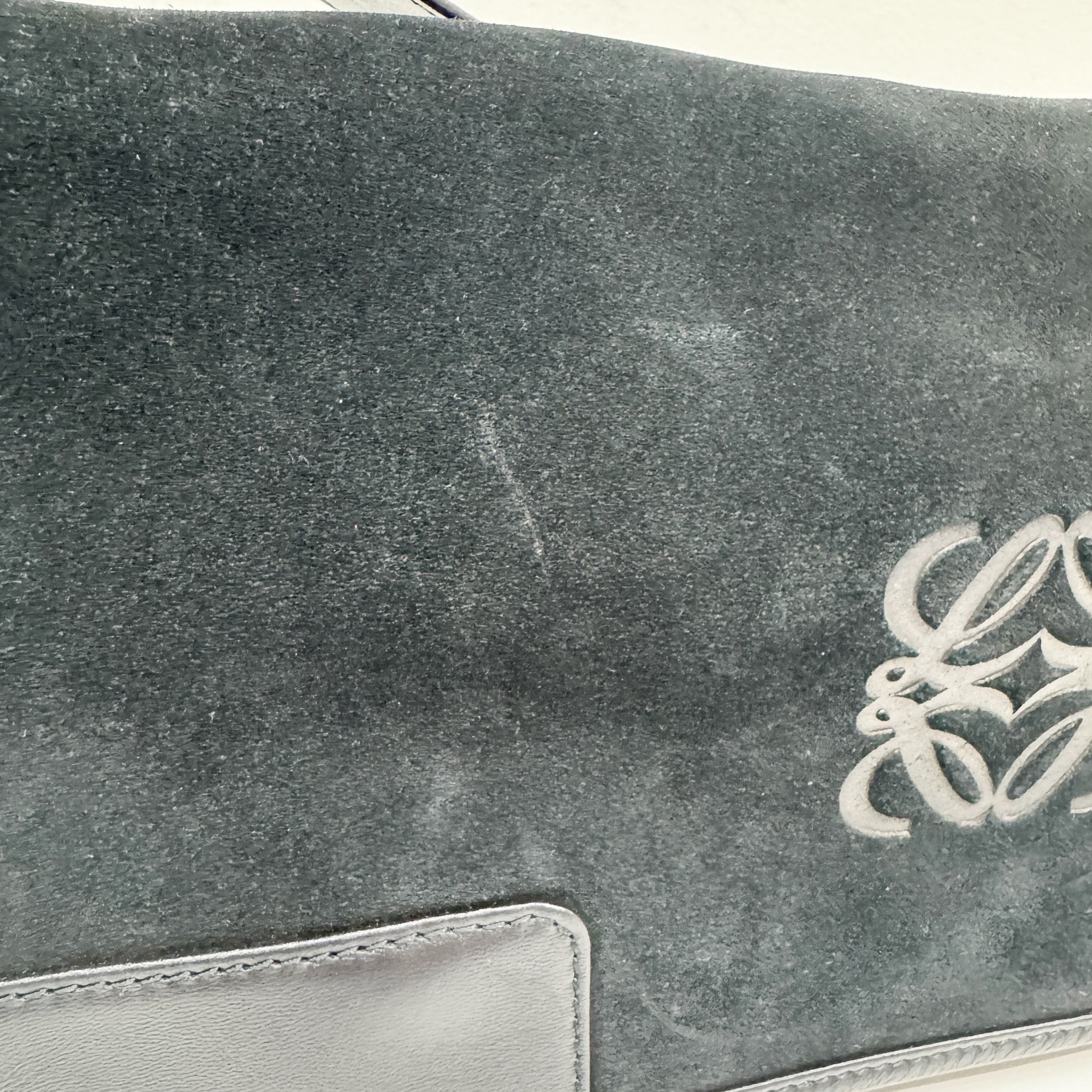 Anagram Black Suede Shoulder Bag