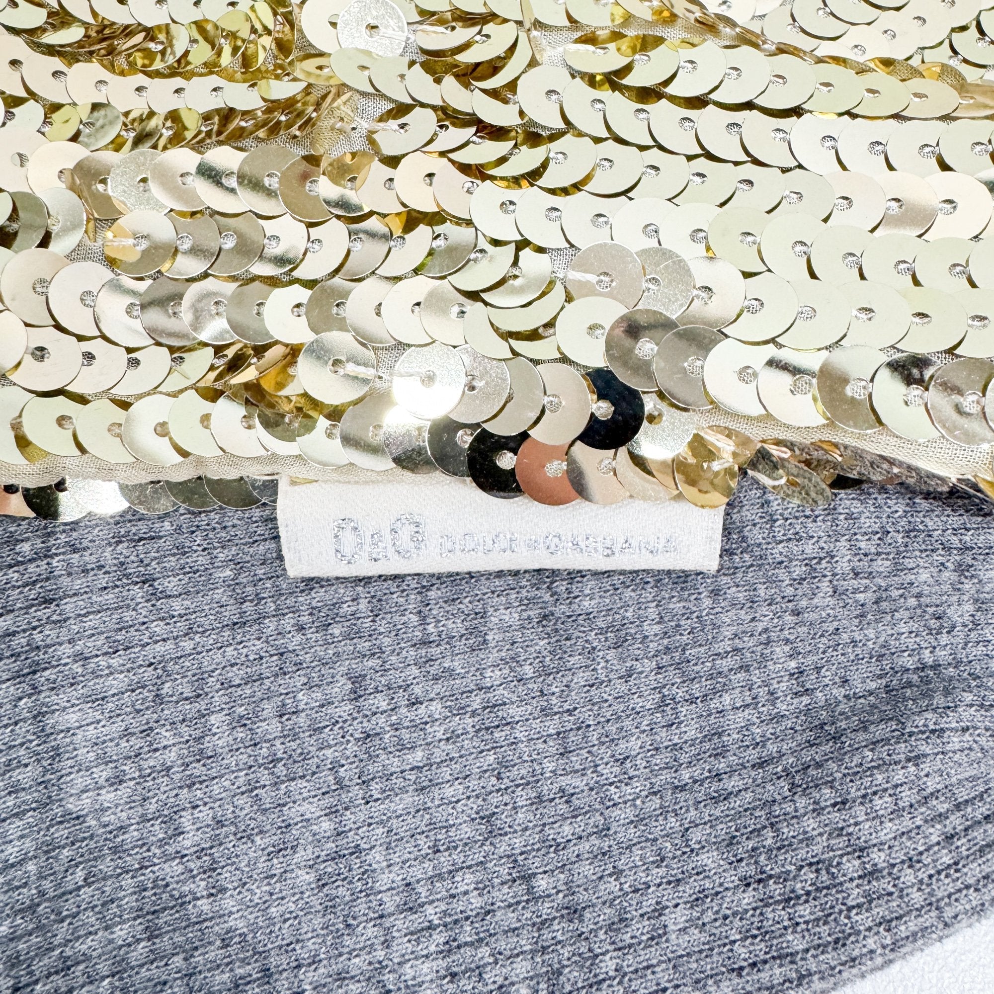 Size S EU Gold Sequin & Grey Cotton T-Shirt