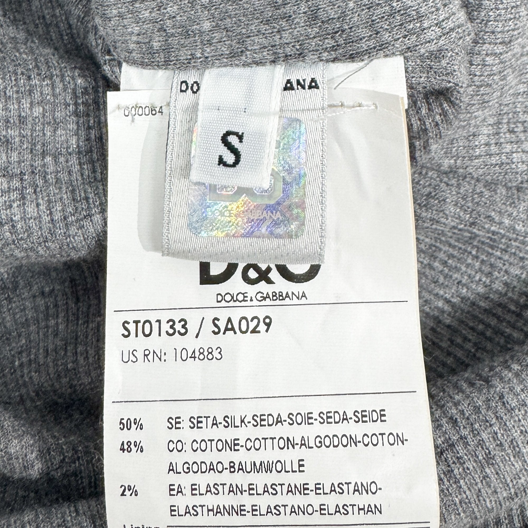 Size S EU Gold Sequin & Grey Cotton T-Shirt