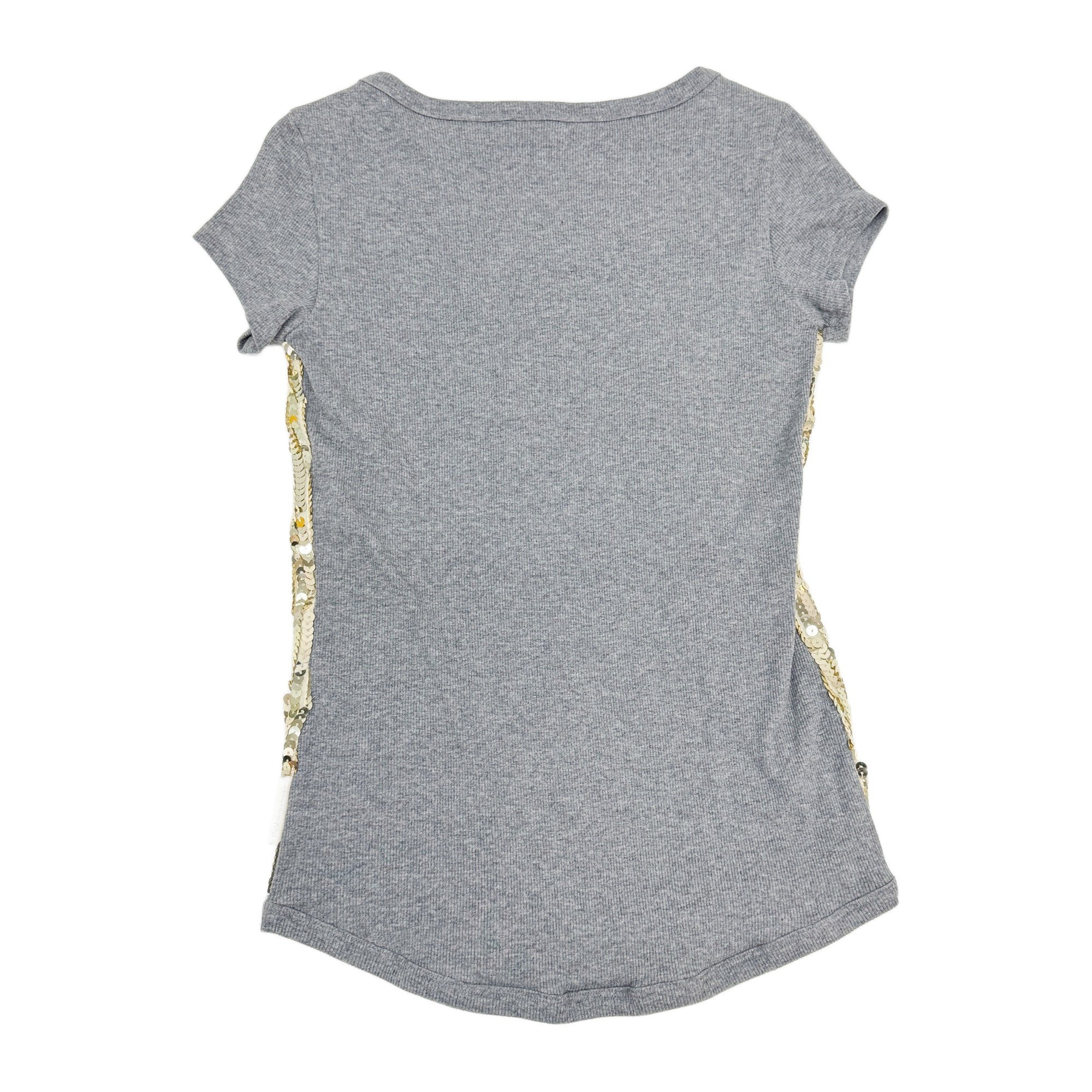 Size S EU Gold Sequin & Grey Cotton T-Shirt