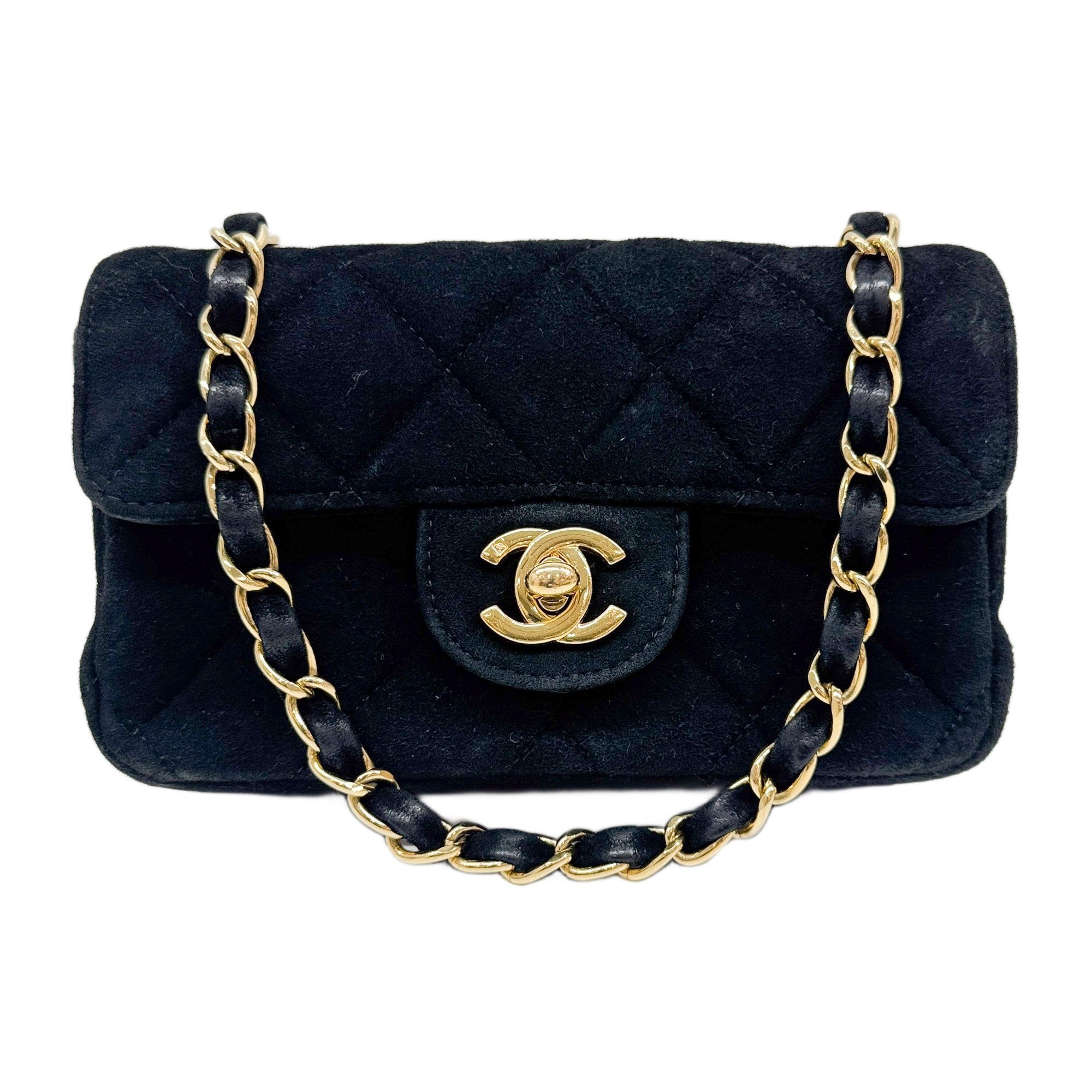 Mini Classic Flap 2002-2003 Matelasse Black Suede Shoulder Bag