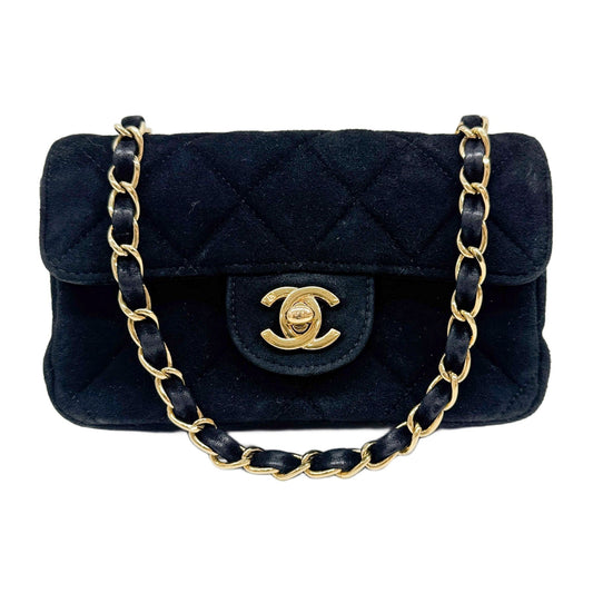 Classic Flap Black Matelasse Suede Mini Shoulder Bag