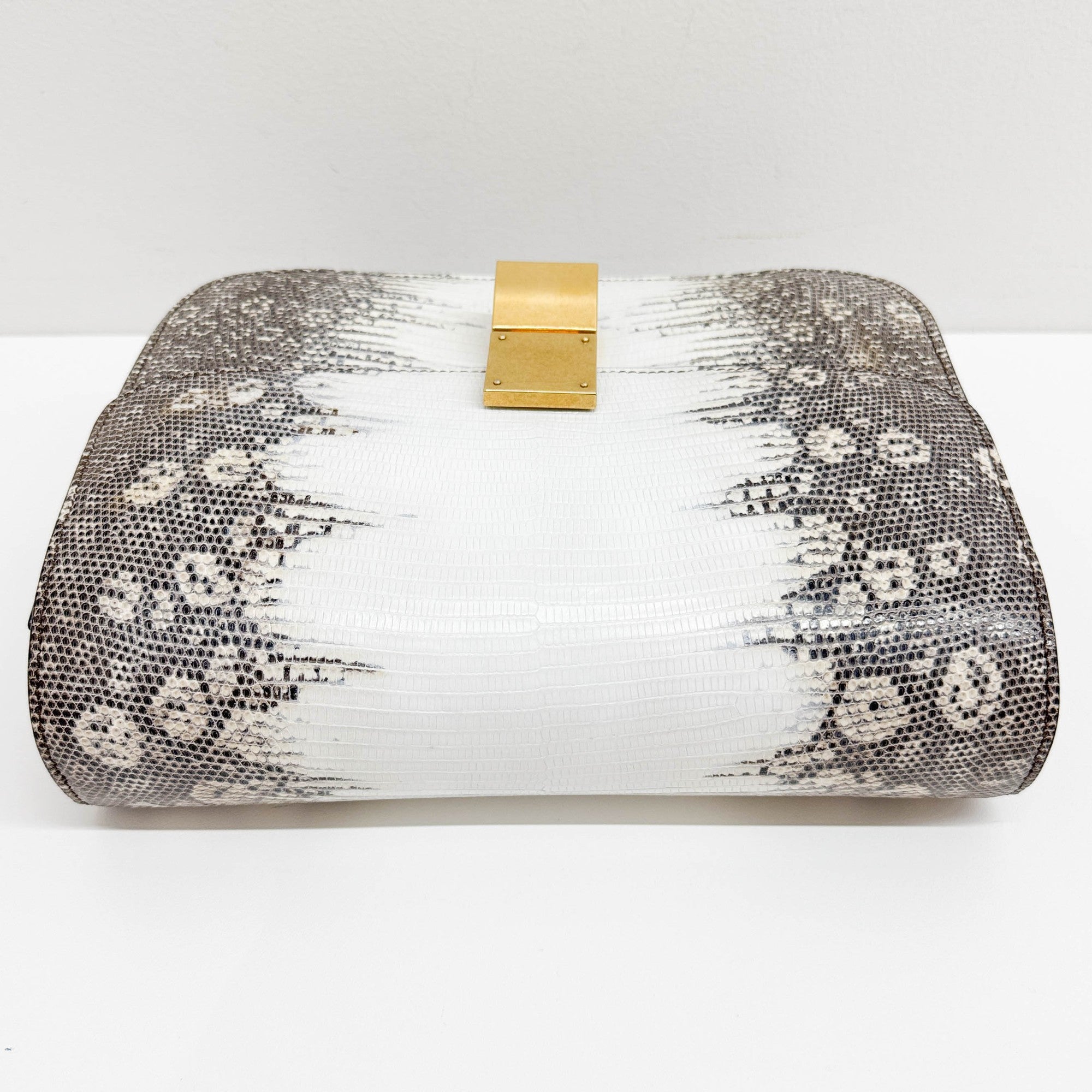 Box Bag White Python Embossed Leather Crossbody Bag