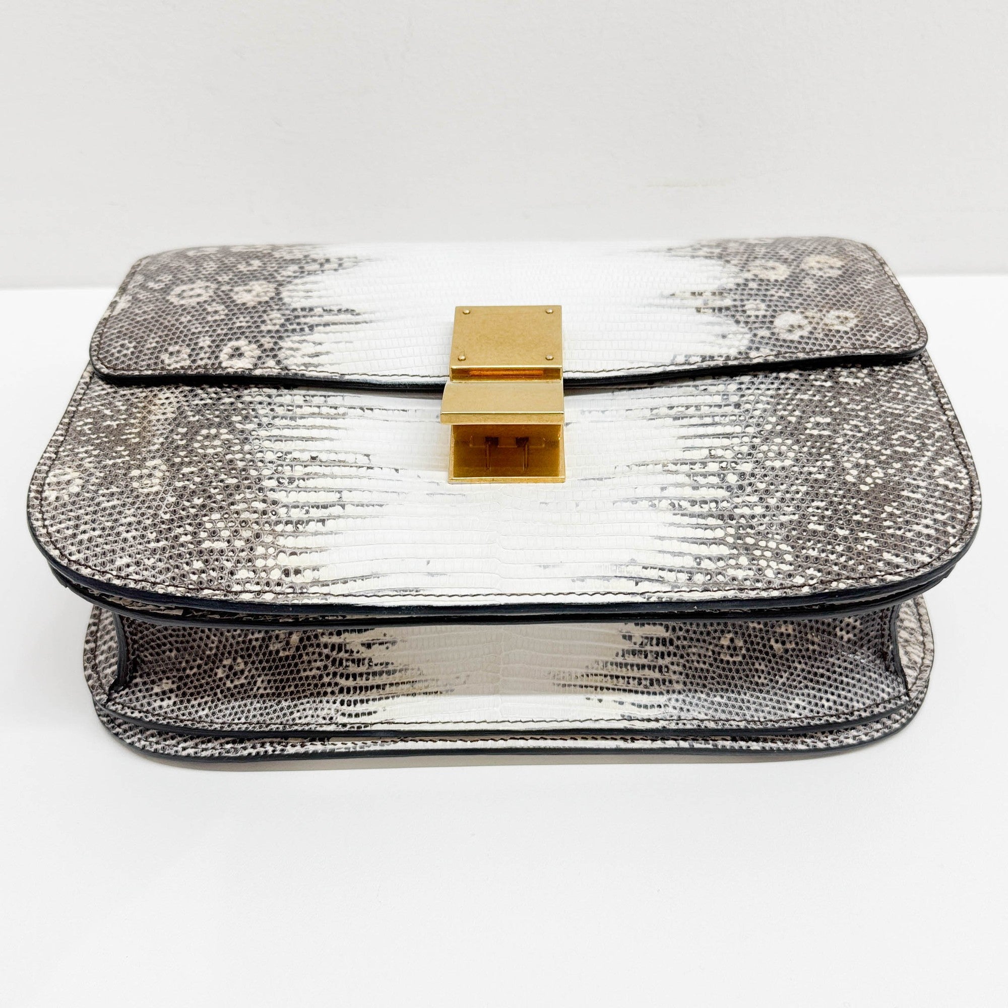 Box Bag White Python Embossed Leather Crossbody Bag