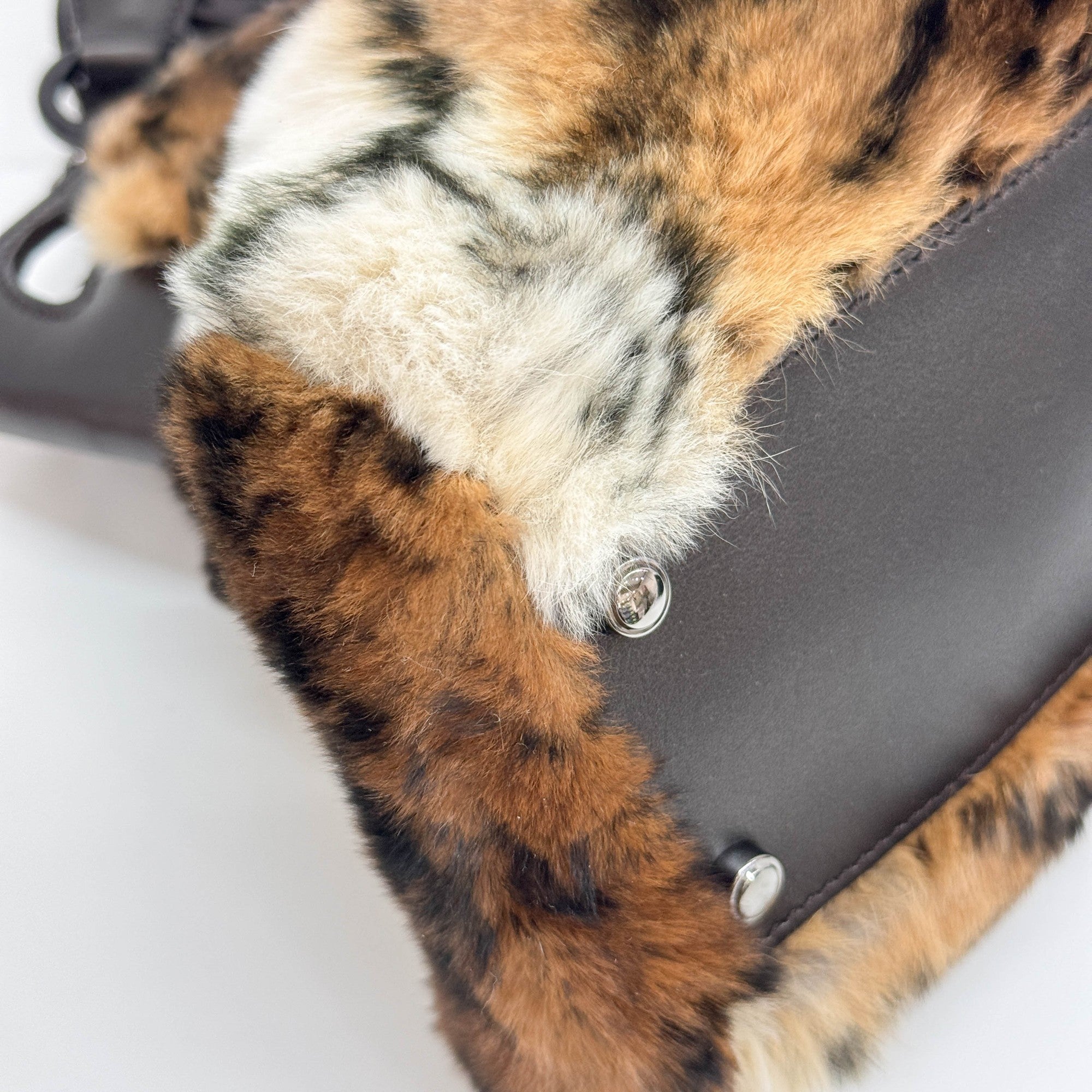 Mini Marcello Brown Rabbit Fur Hand Bag