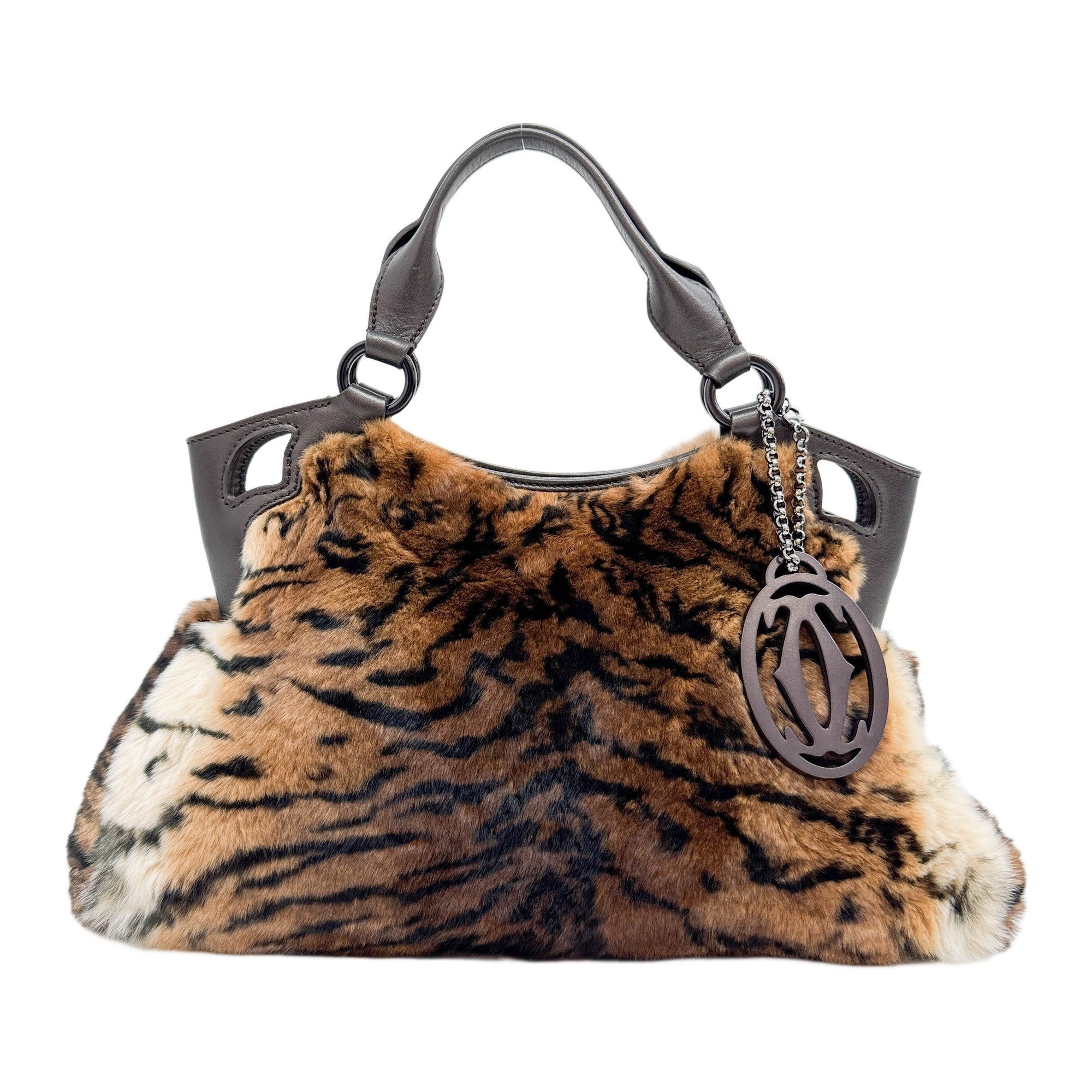 Mini Marcello Brown Rabbit Fur Hand Bag