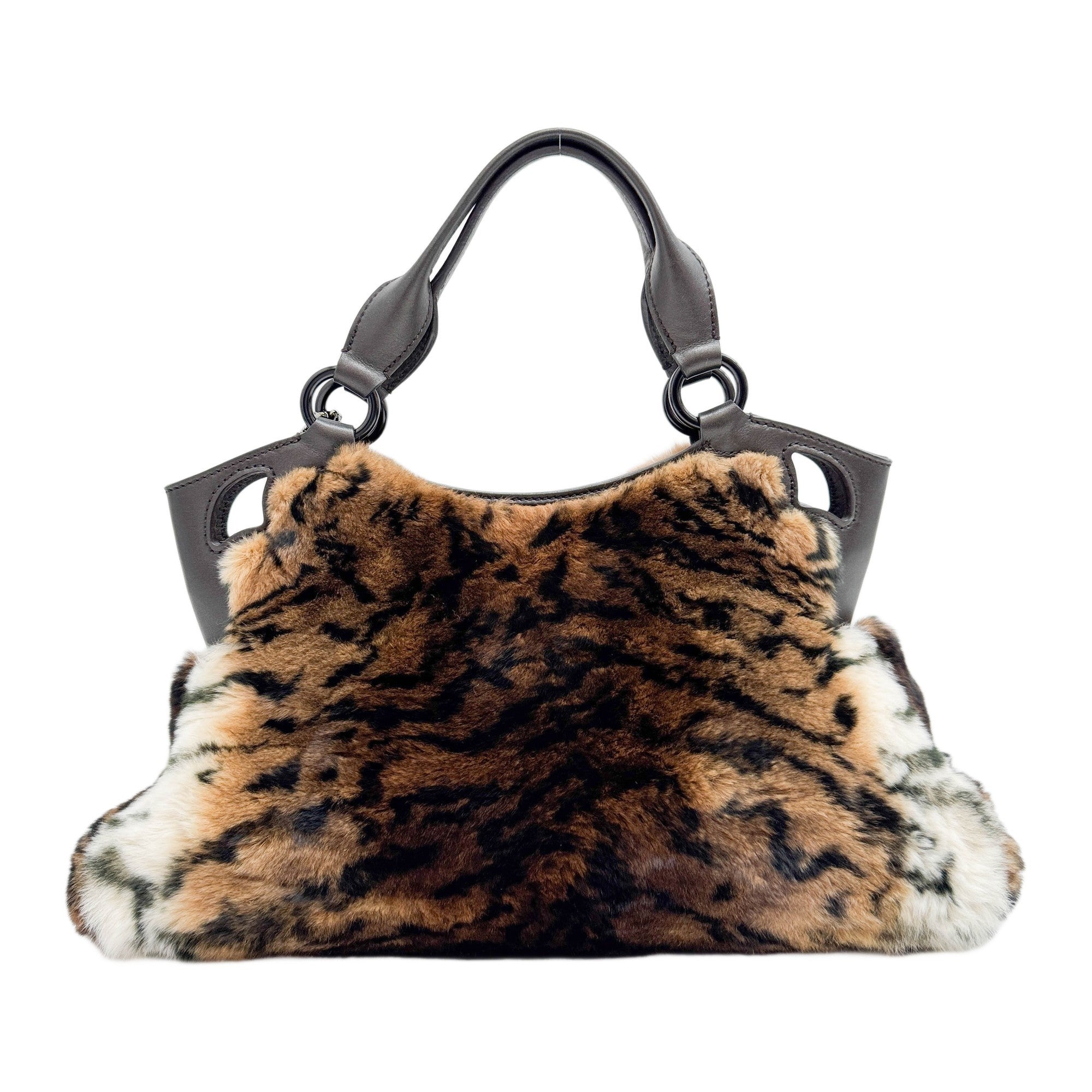 Mini Marcello Brown Rabbit Fur Hand Bag