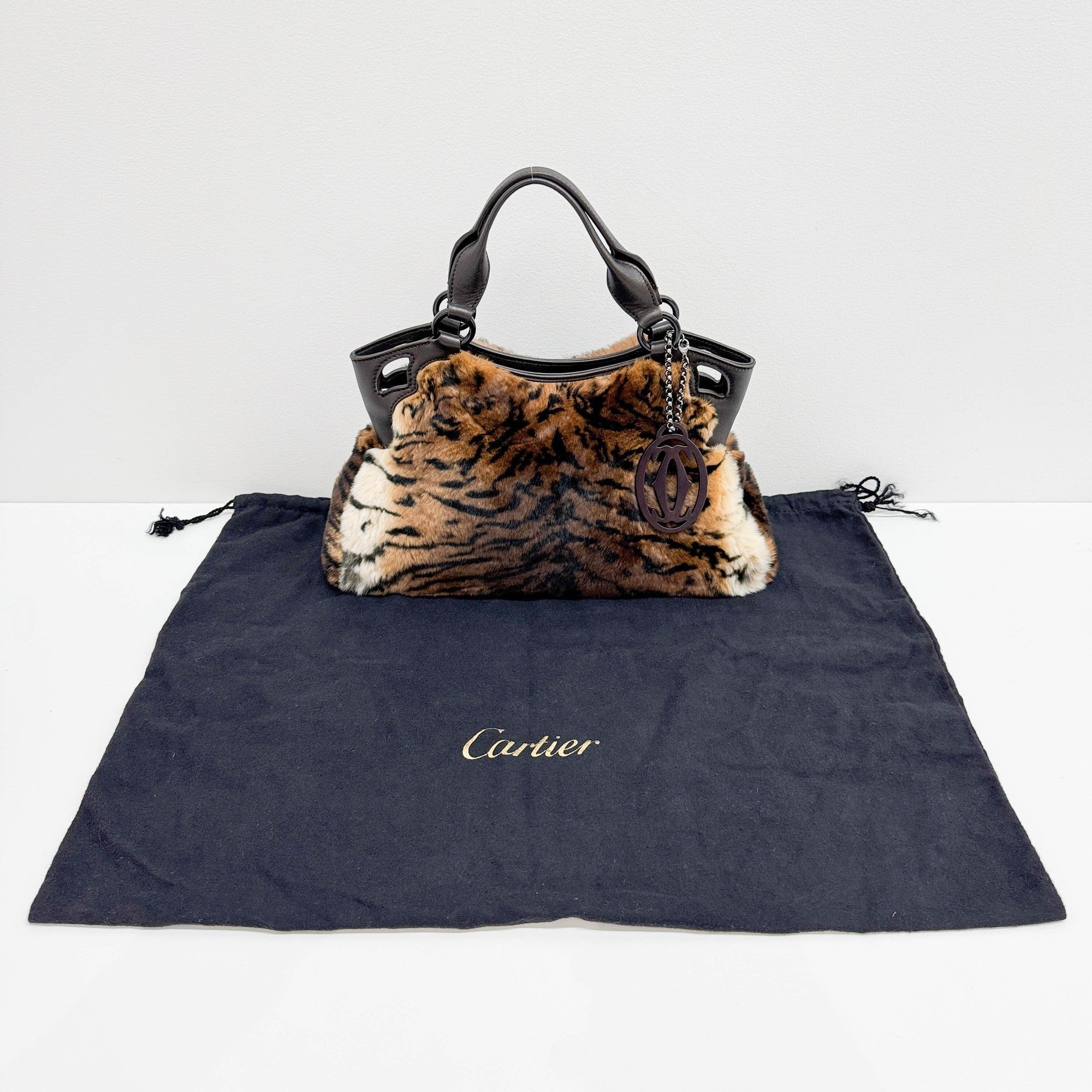 Mini Marcello Brown Rabbit Fur Hand Bag