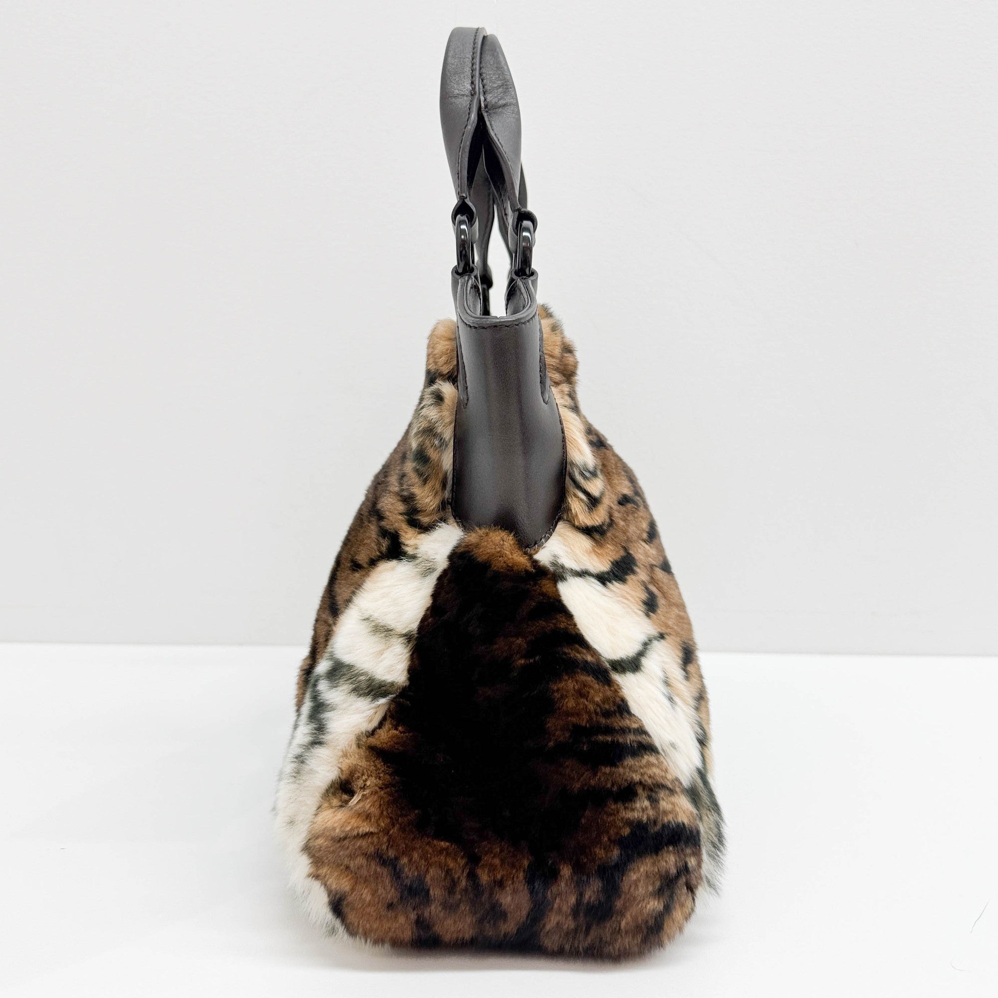 Mini Marcello Brown Rabbit Fur Hand Bag