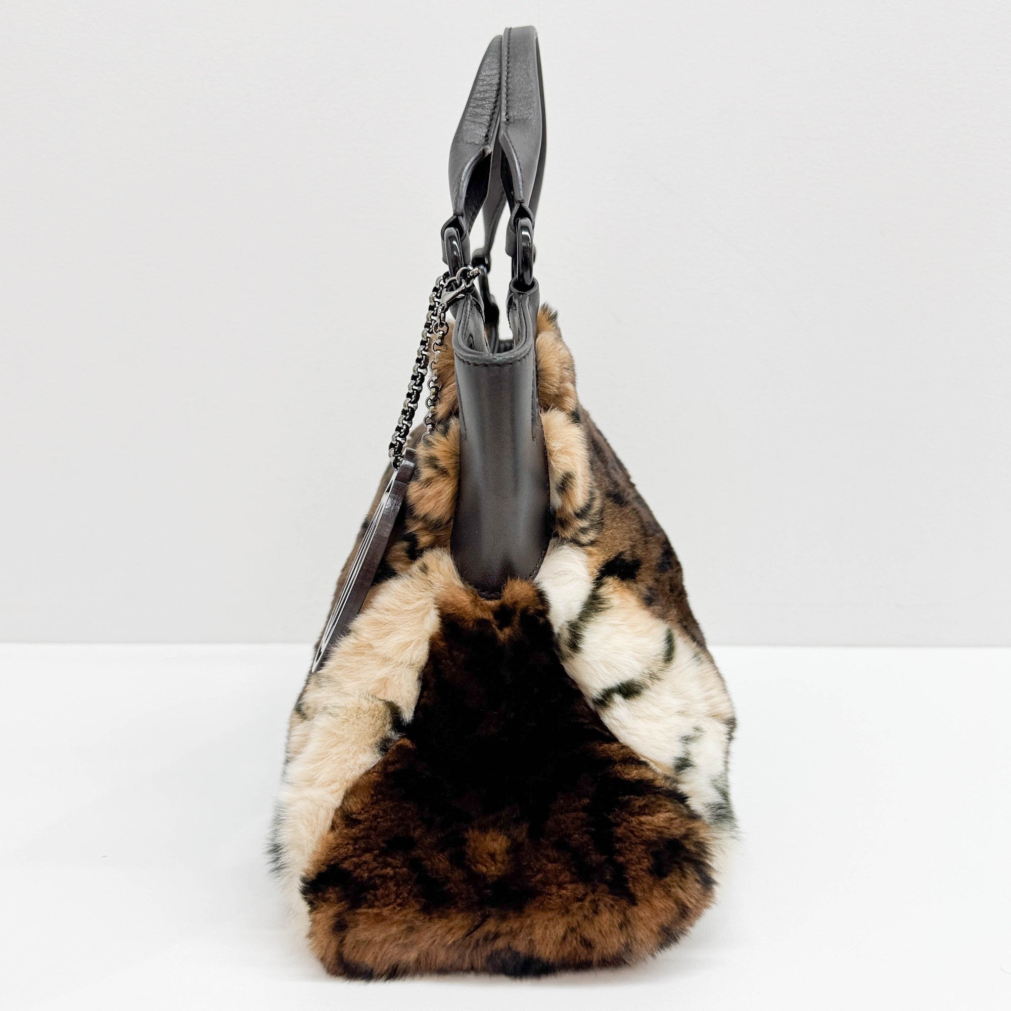 Mini Marcello Brown Rabbit Fur Hand Bag