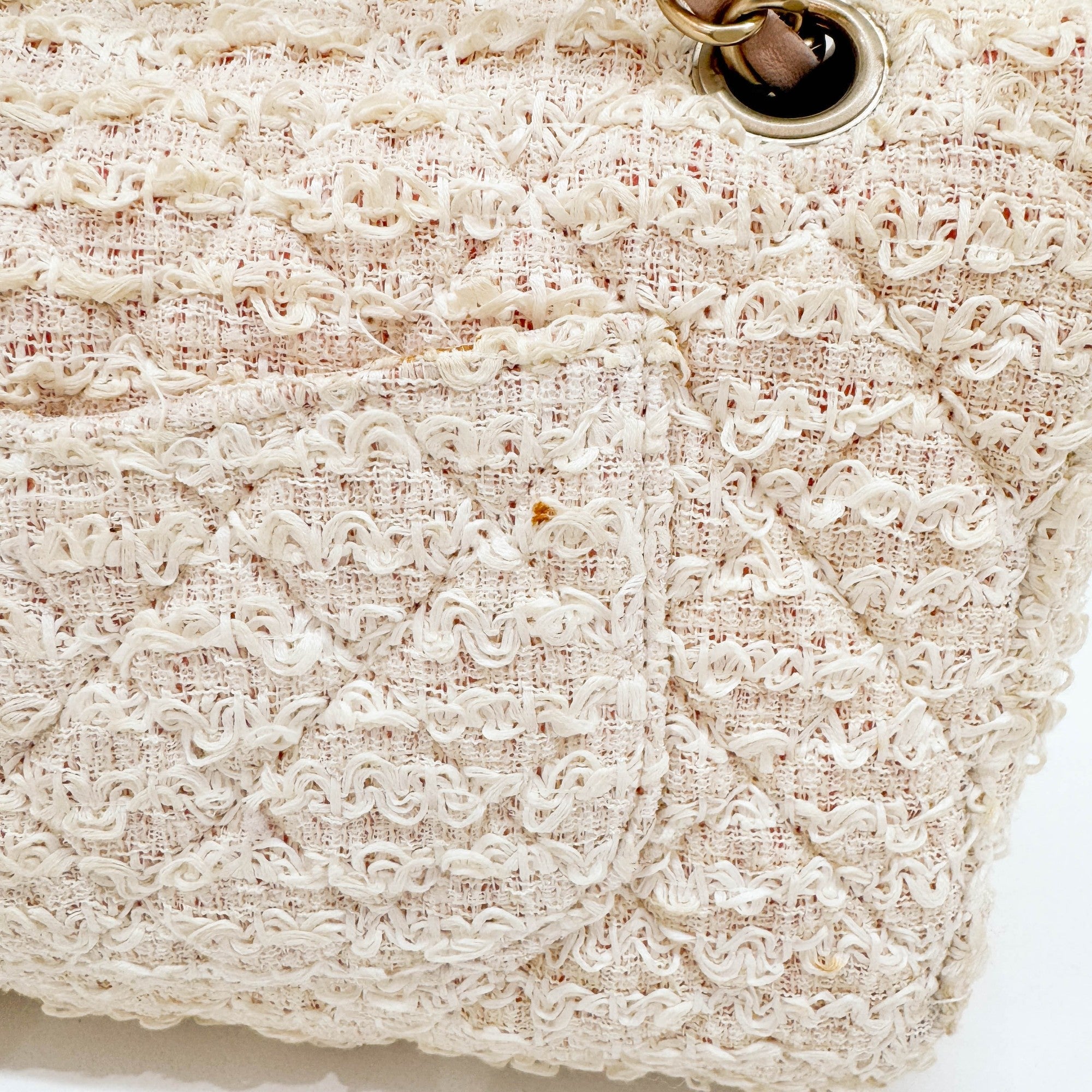 Classic Flap Beige Tweed Shoulder Bag