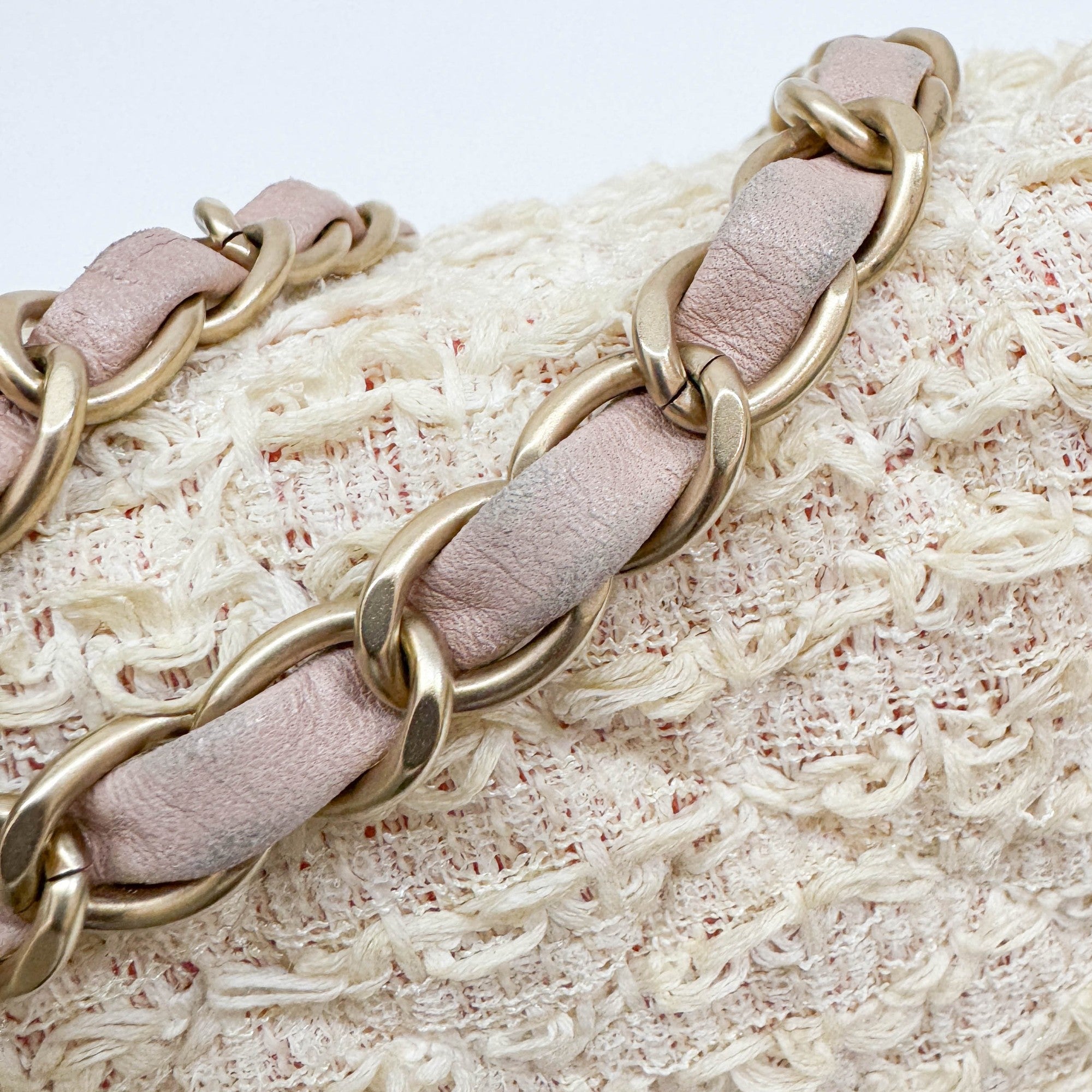 Classic Flap Beige Tweed Shoulder Bag