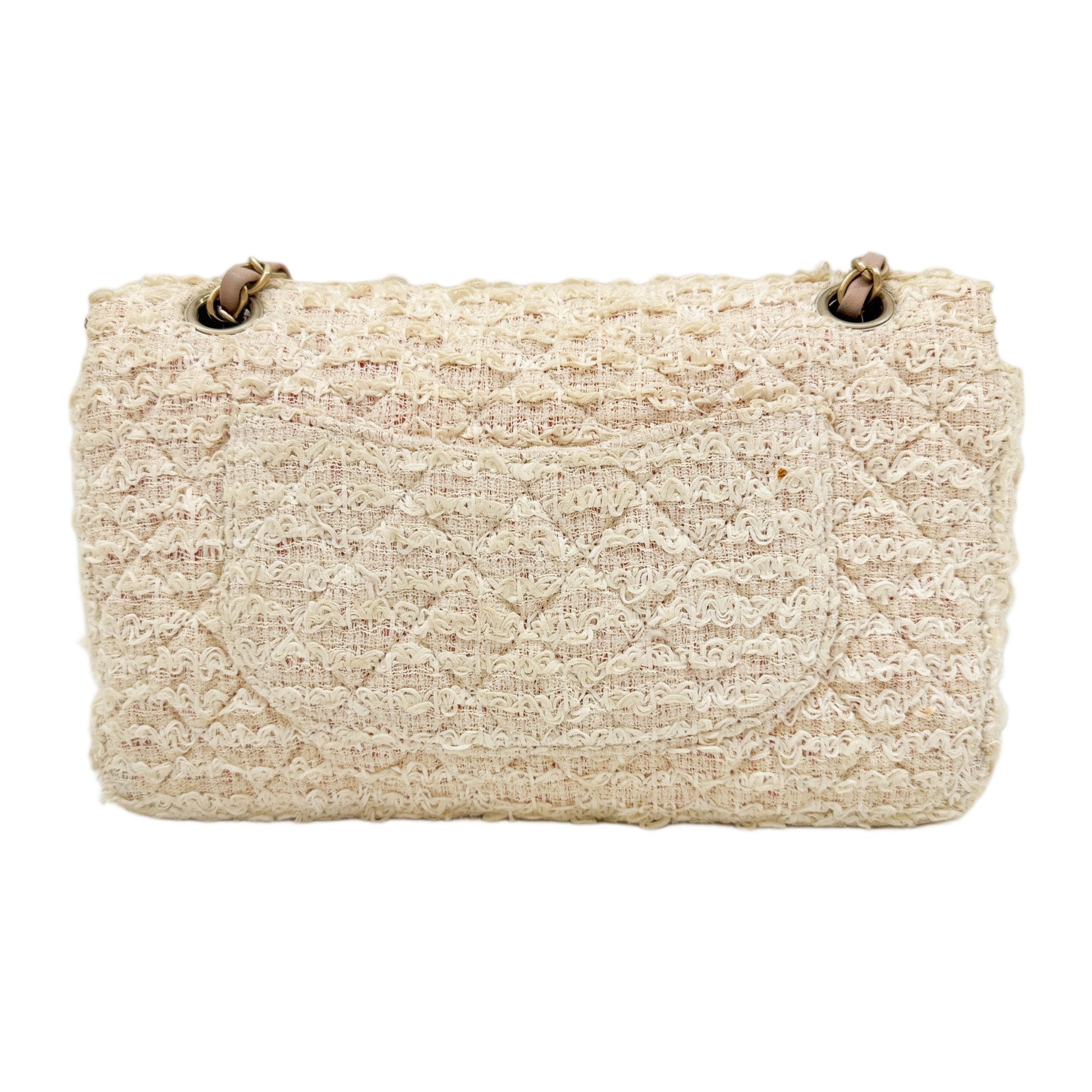 Classic Flap Beige Tweed Shoulder Bag