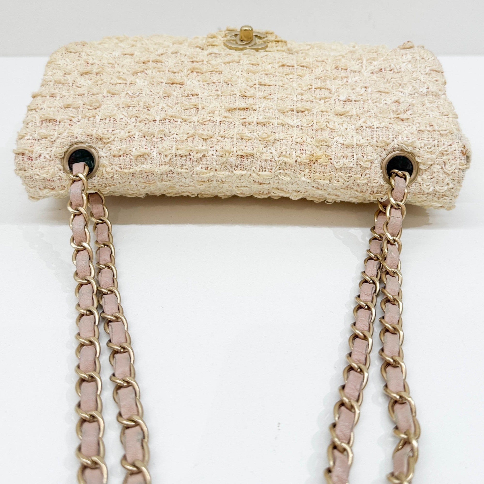 Classic Flap Beige Tweed Shoulder Bag
