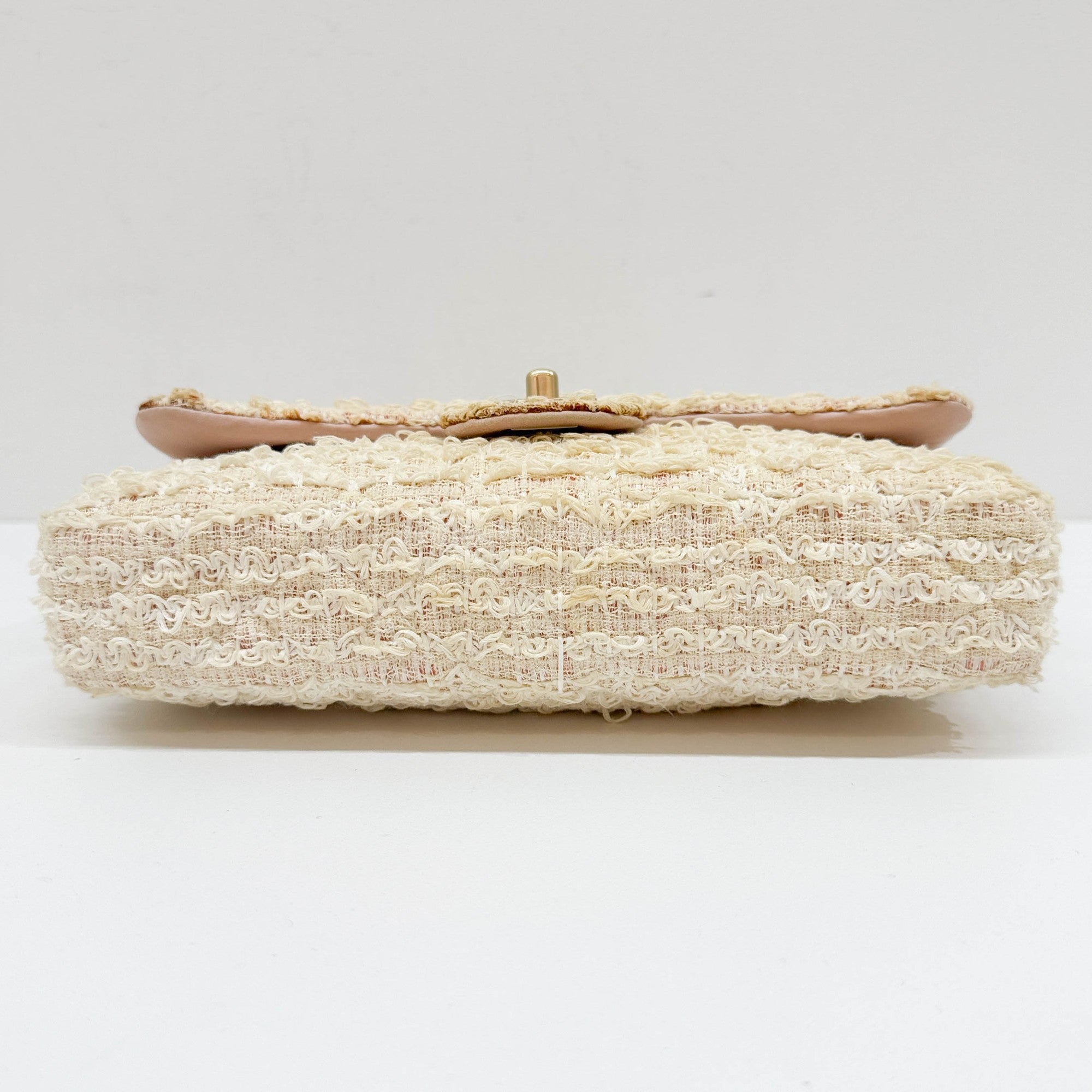 Classic Flap Beige Tweed Shoulder Bag