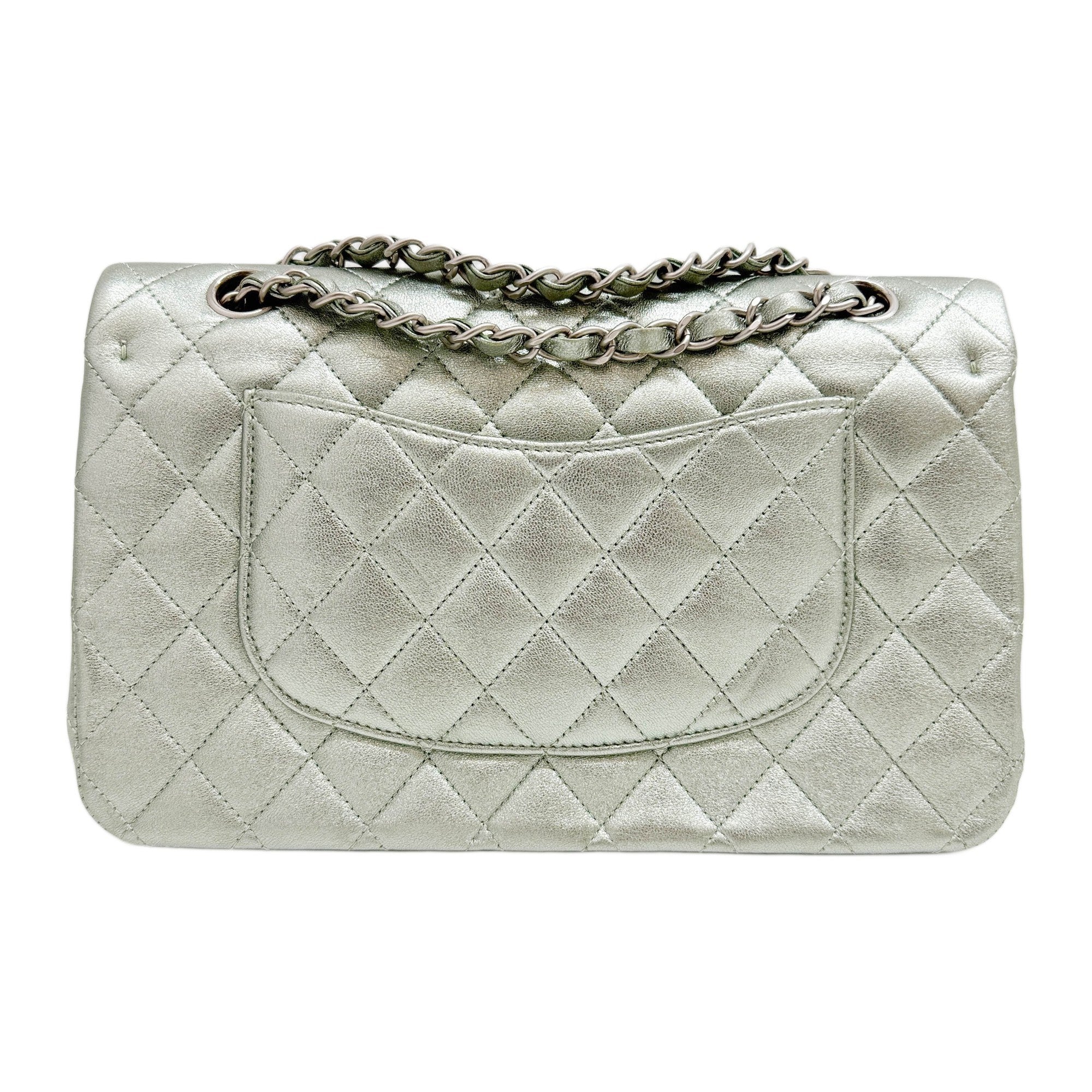 Classic Double Flap Matelasse Pearl Green Leather Shoulder Bag