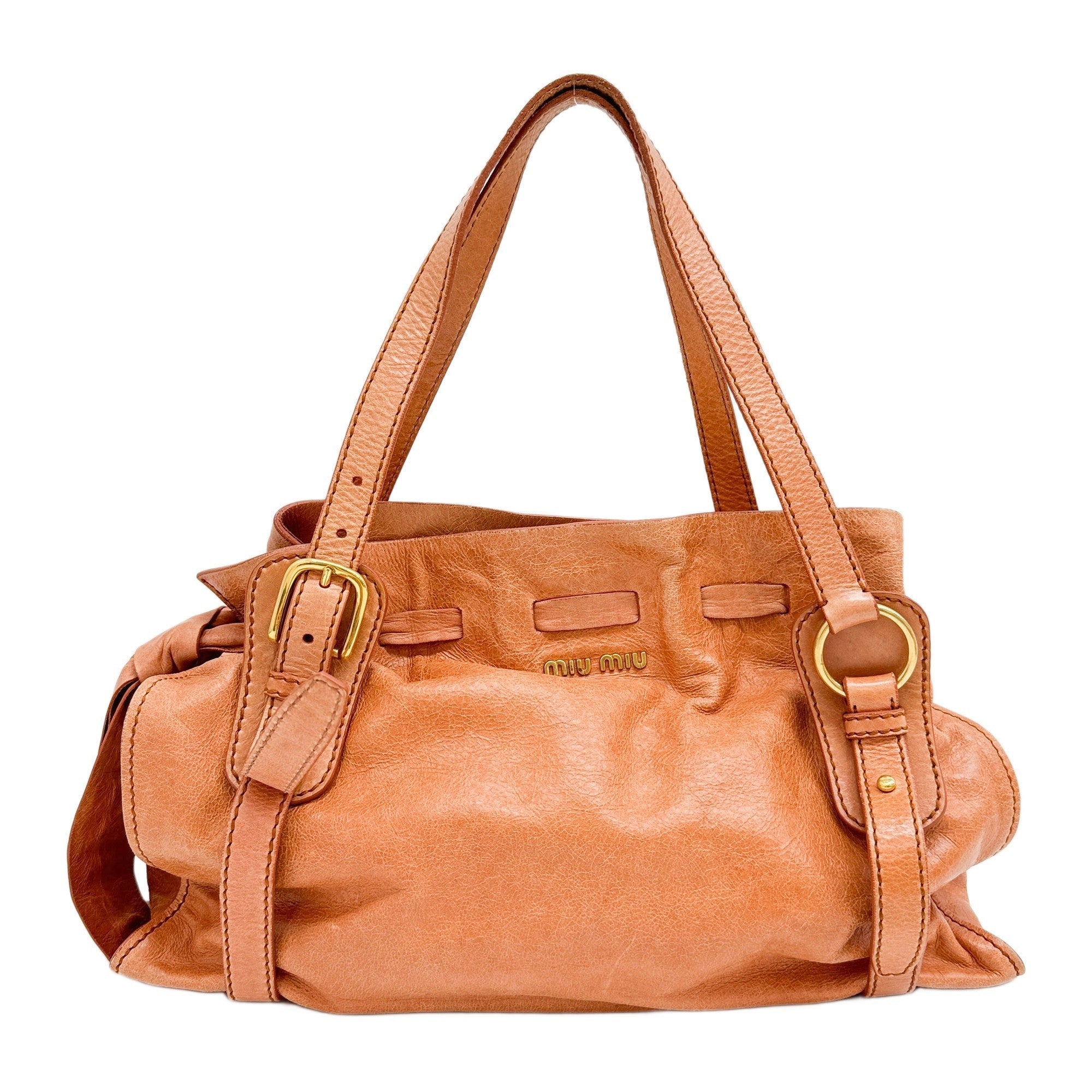 Vitello Lux Bow Bag Orange Leather Shoulder Bag