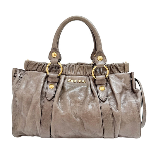 Vitello Mud Gray Leather Two Way Bag