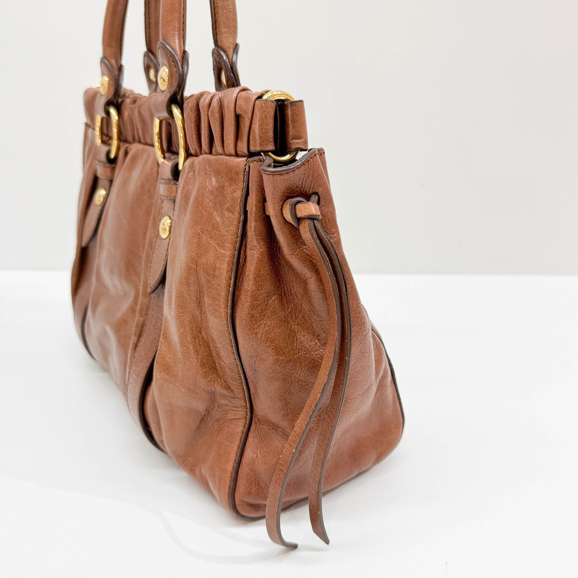 Vitello Brown Leather Two Way Bag