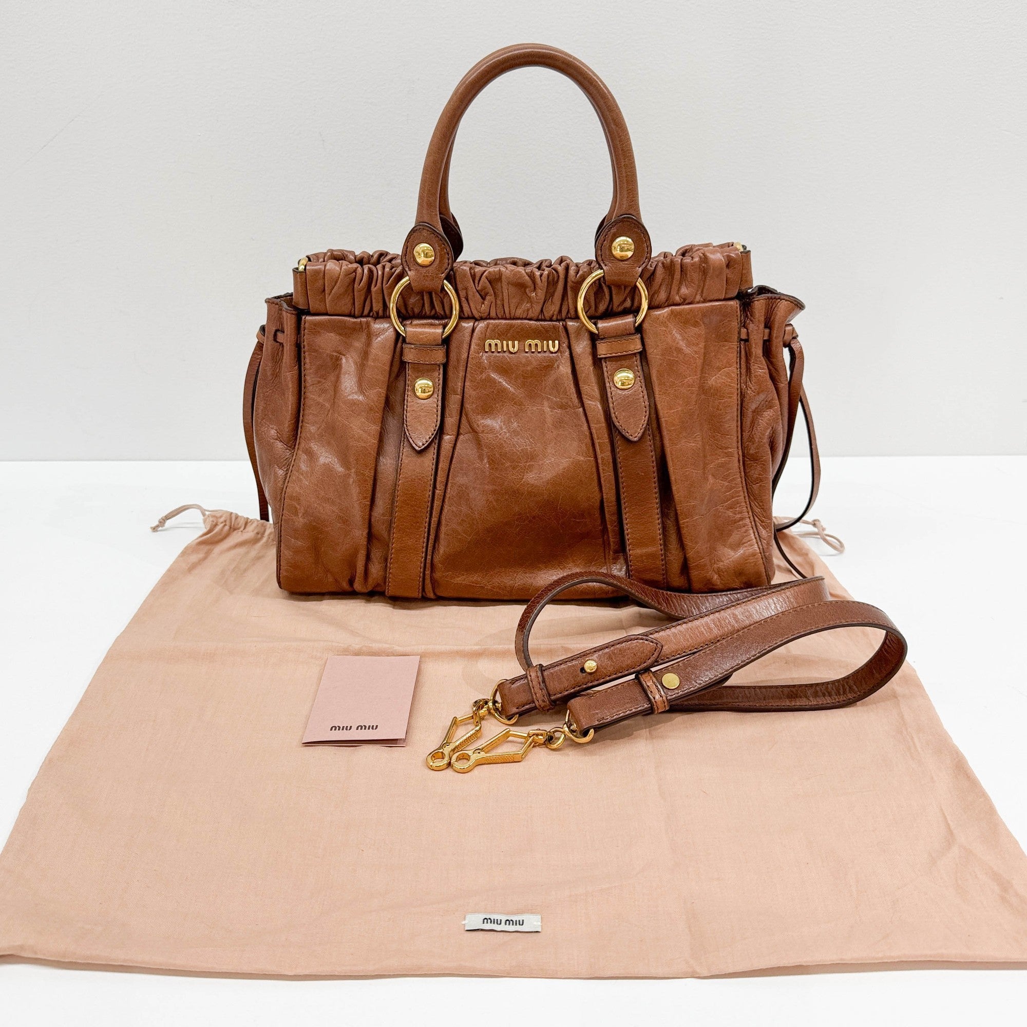 Vitello Brown Leather Two Way Bag