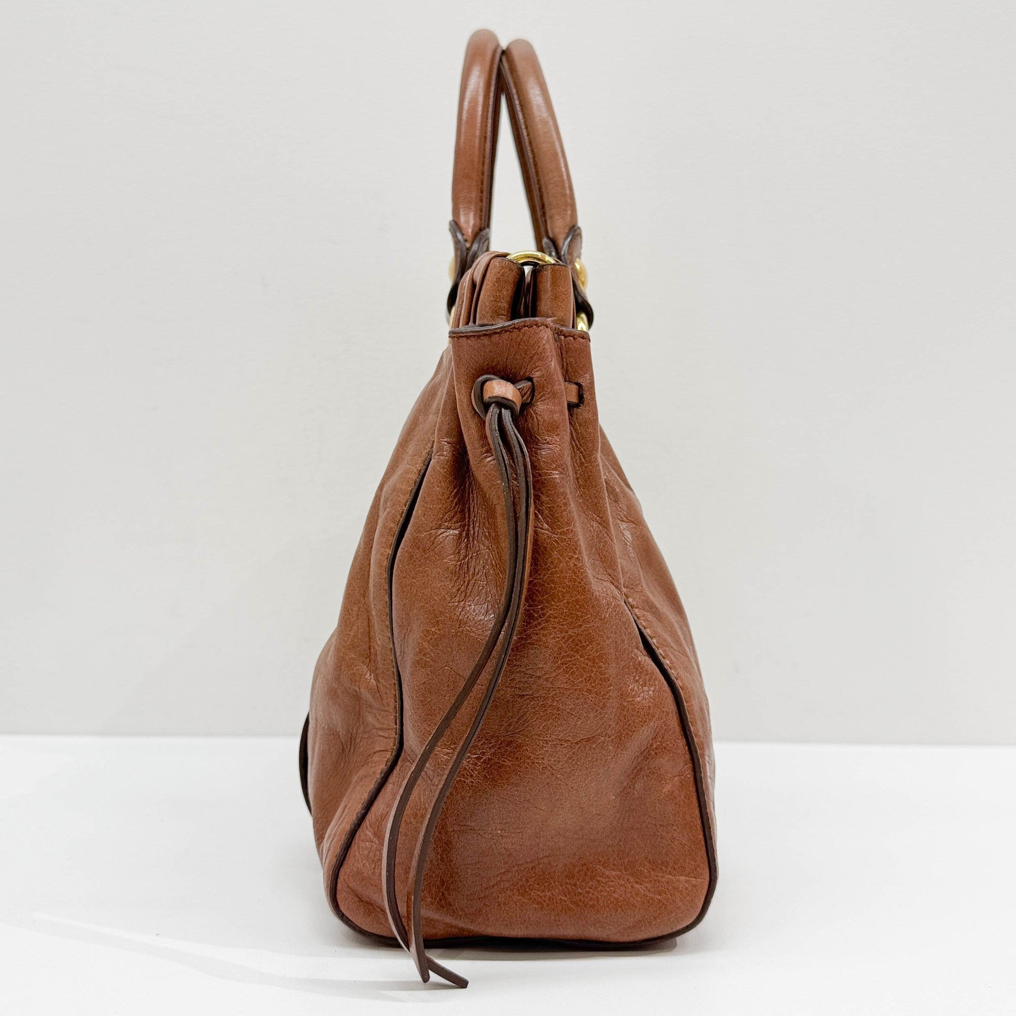 Vitello Brown Leather Two Way Bag