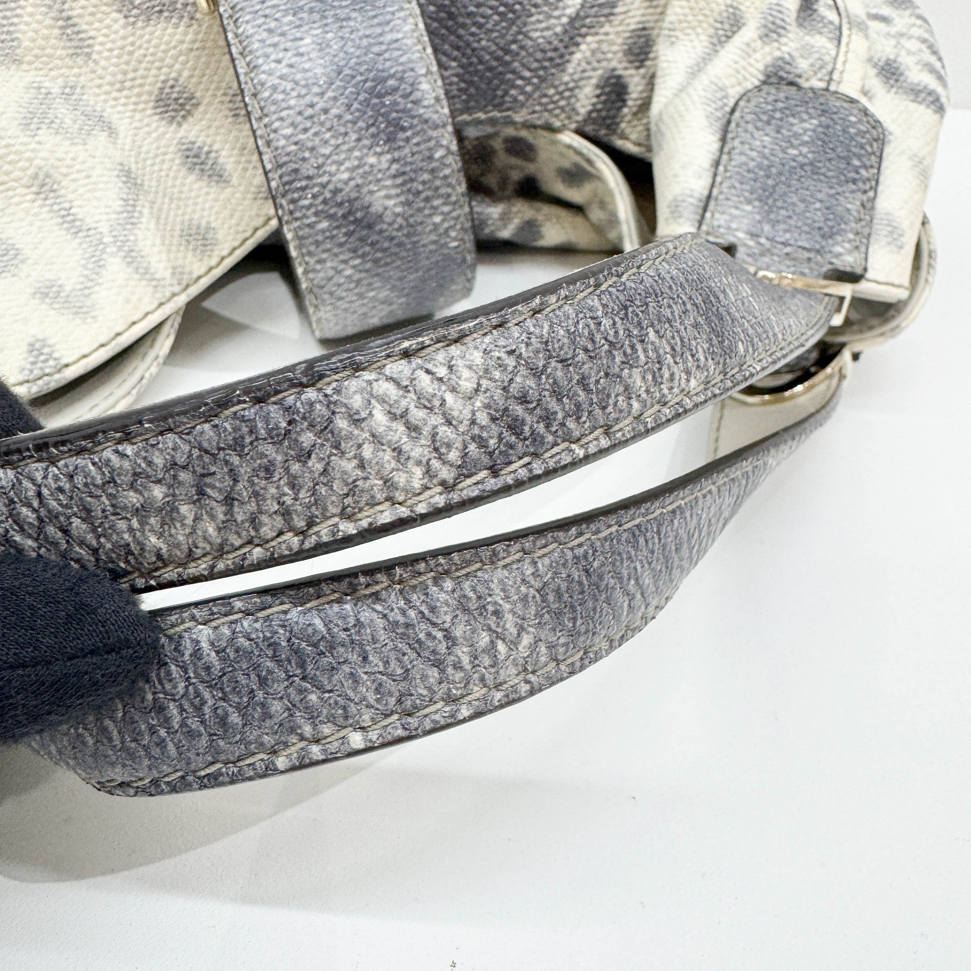 Stirrup Blue Lizzard Embossed Leather Shoulder Bag