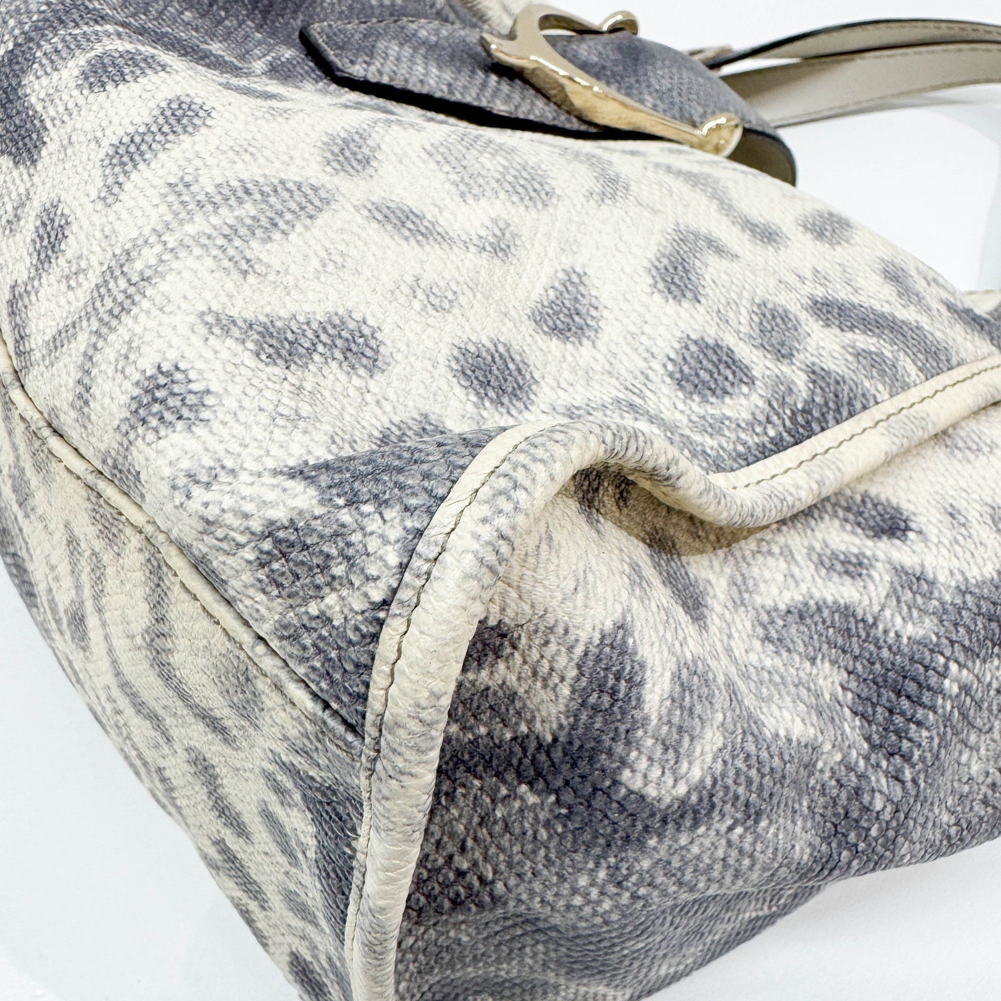 Stirrup Blue Lizzard Embossed Leather Shoulder Bag