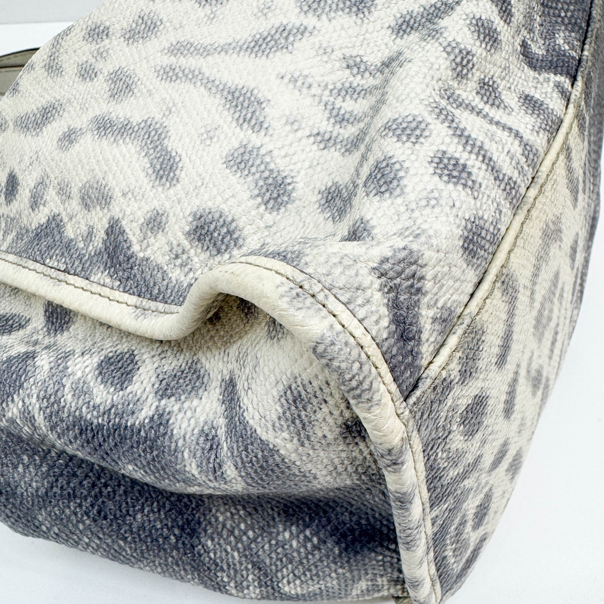 Stirrup Blue Lizzard Embossed Leather Shoulder Bag