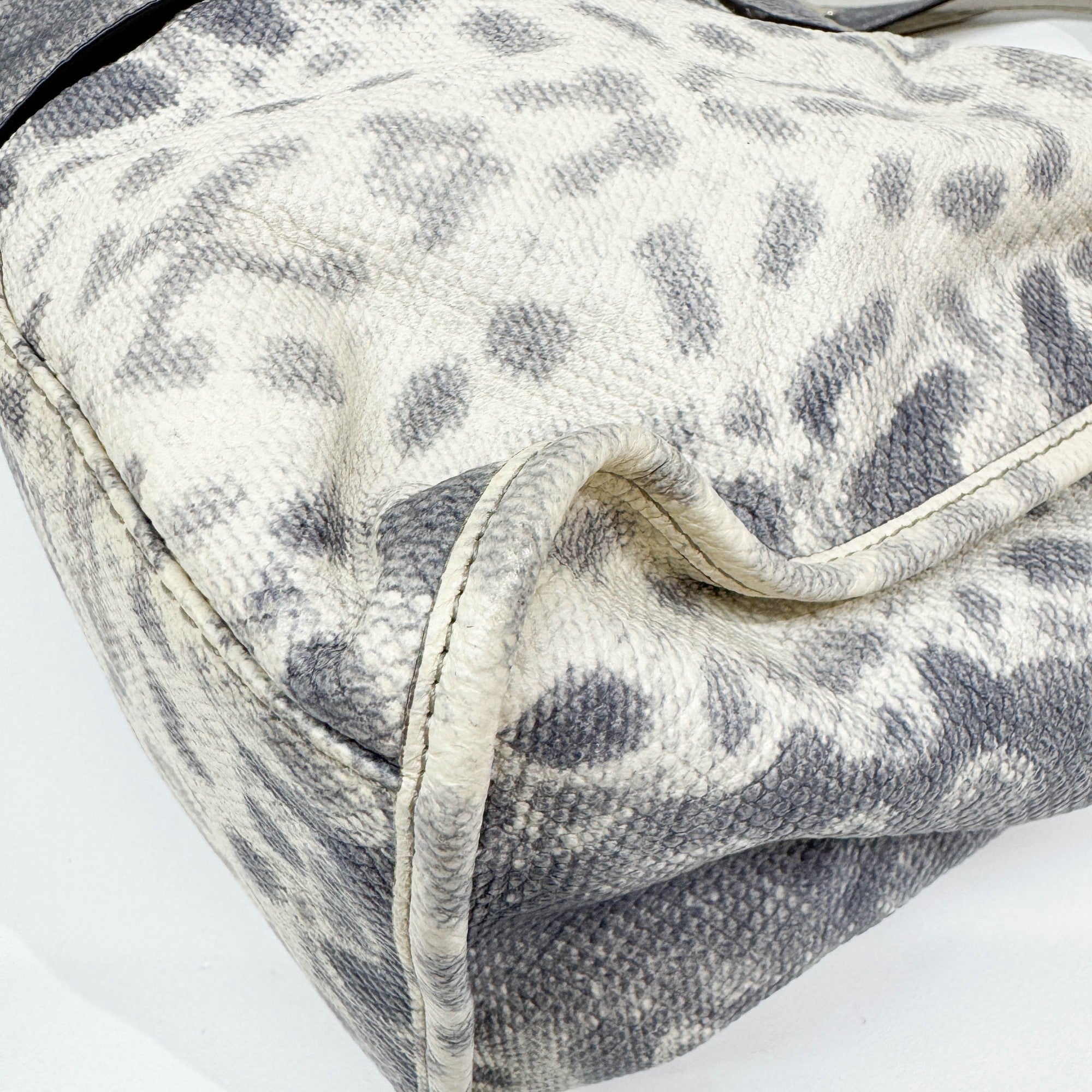 Stirrup Blue Lizzard Embossed Leather Shoulder Bag