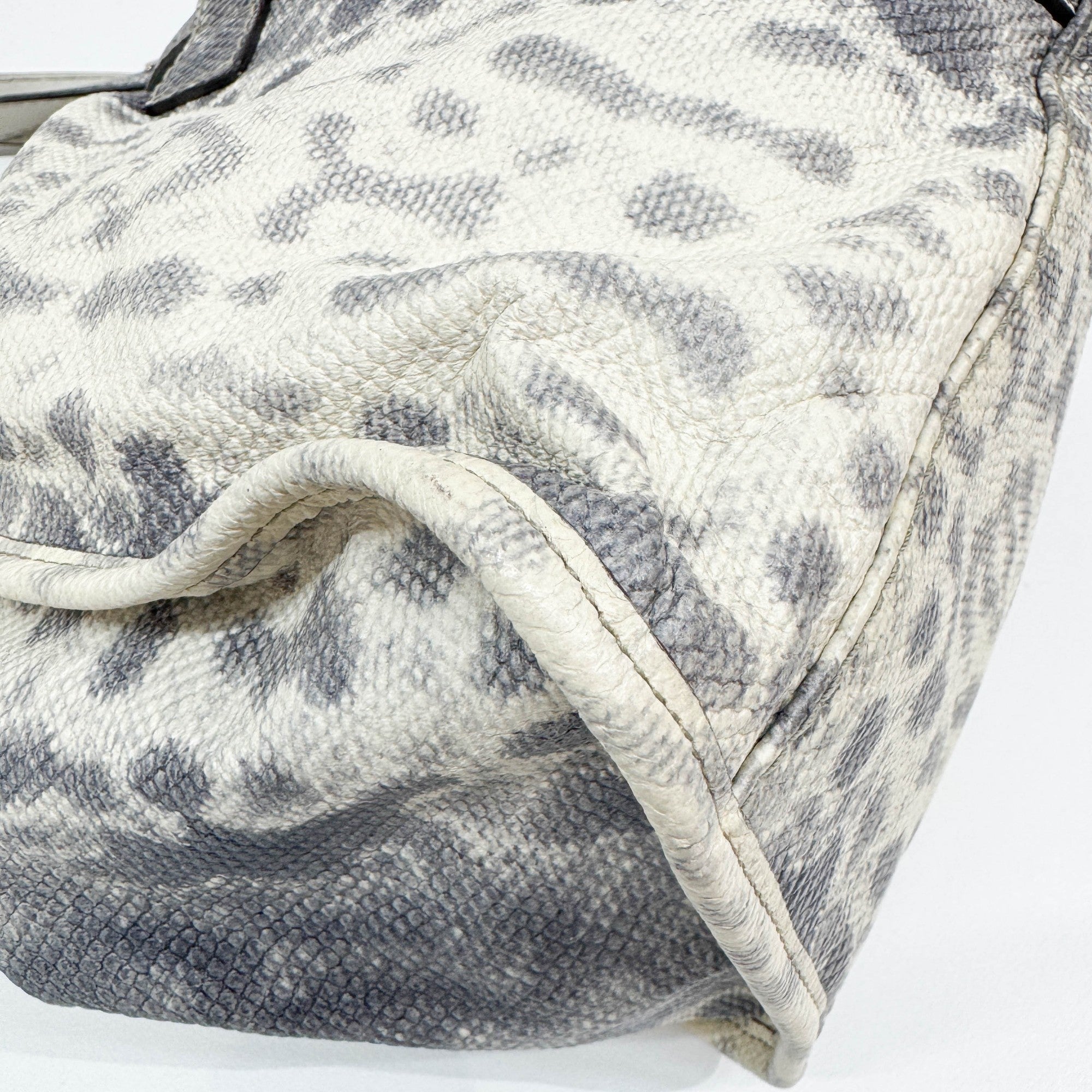 Stirrup Blue Lizzard Embossed Leather Shoulder Bag