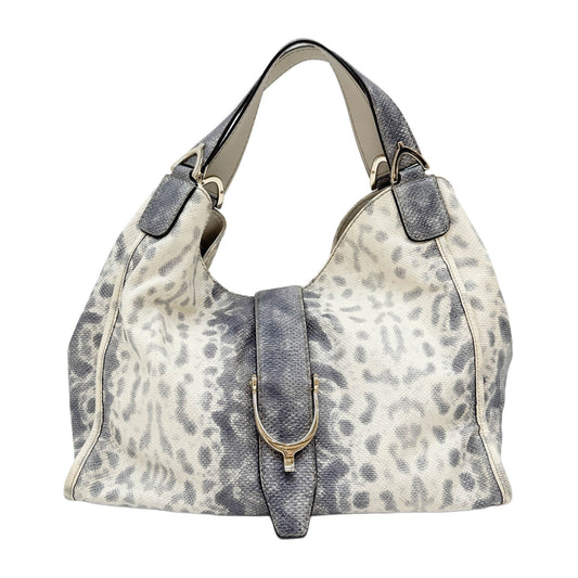 Stirrup Blue Lizzard Embossed Leather Shoulder Bag