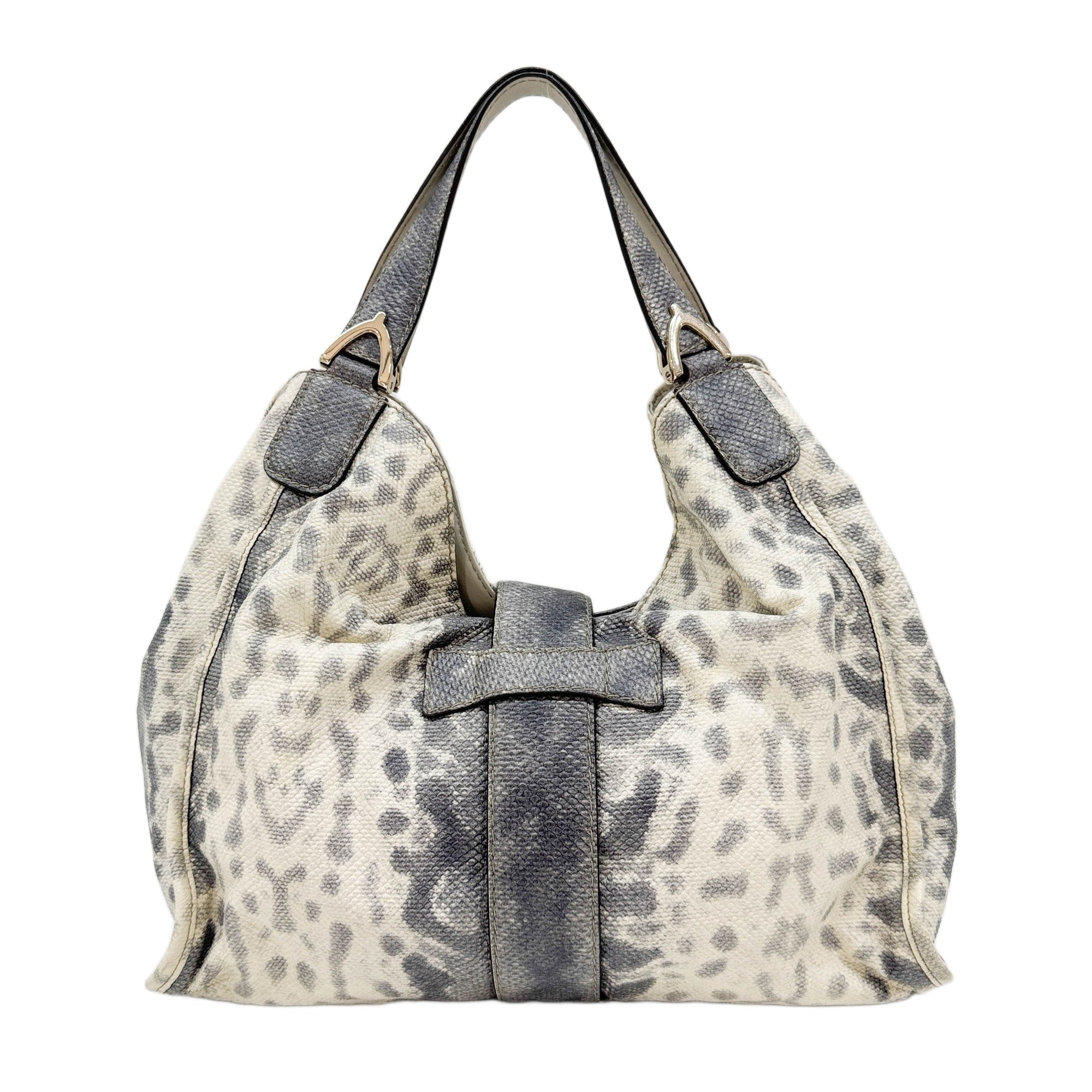 Stirrup Blue Lizzard Embossed Leather Shoulder Bag