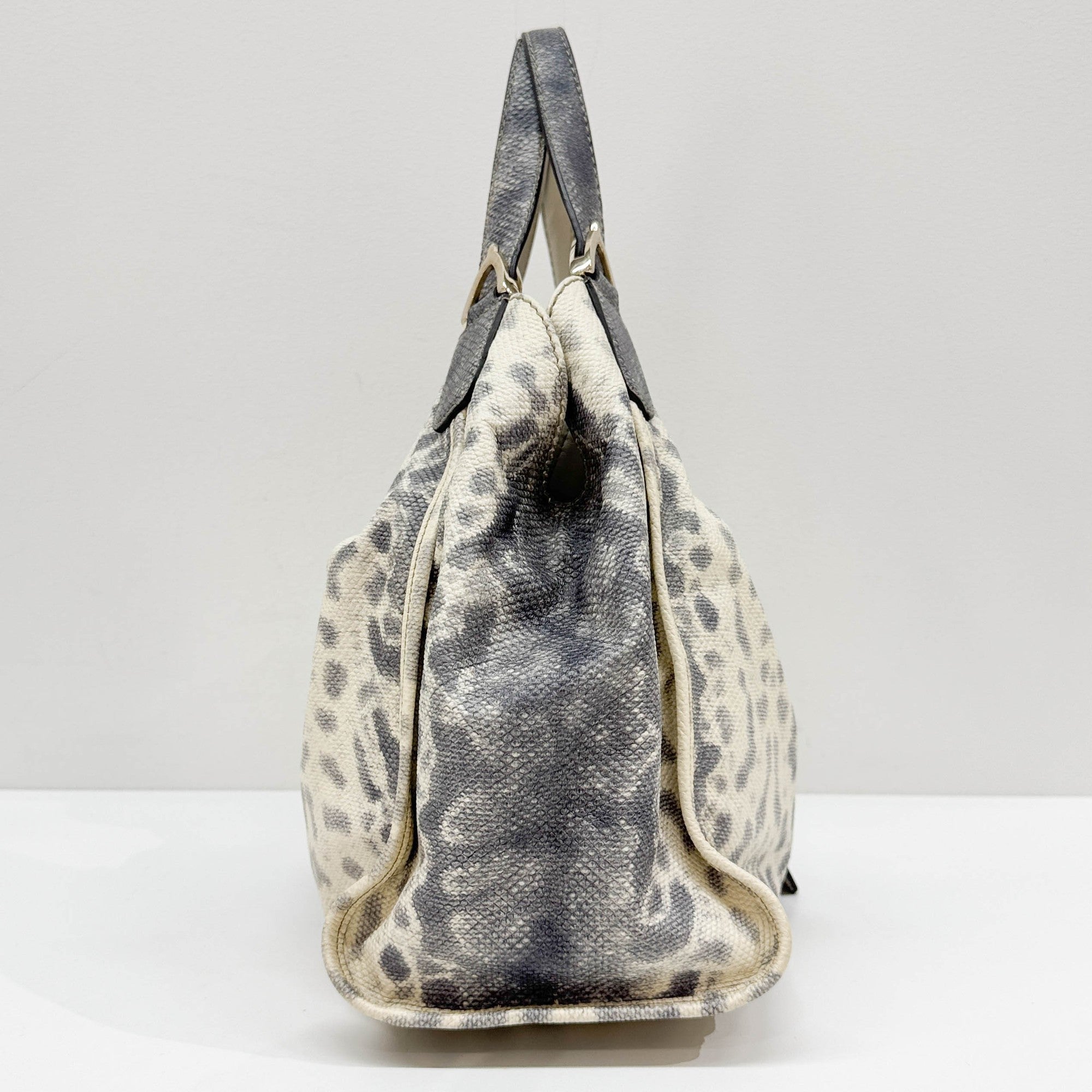 Stirrup Blue Lizzard Embossed Leather Shoulder Bag