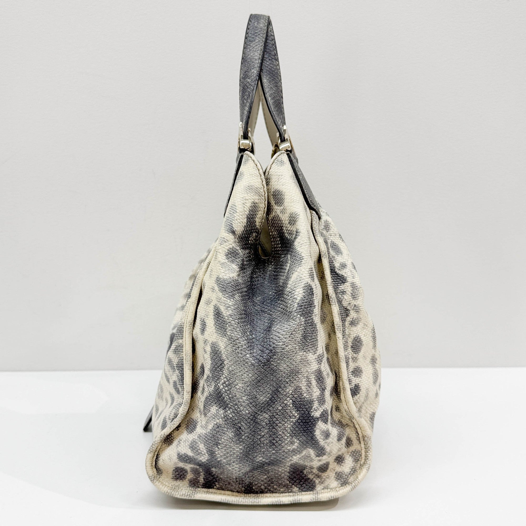 Stirrup Blue Lizzard Embossed Leather Shoulder Bag